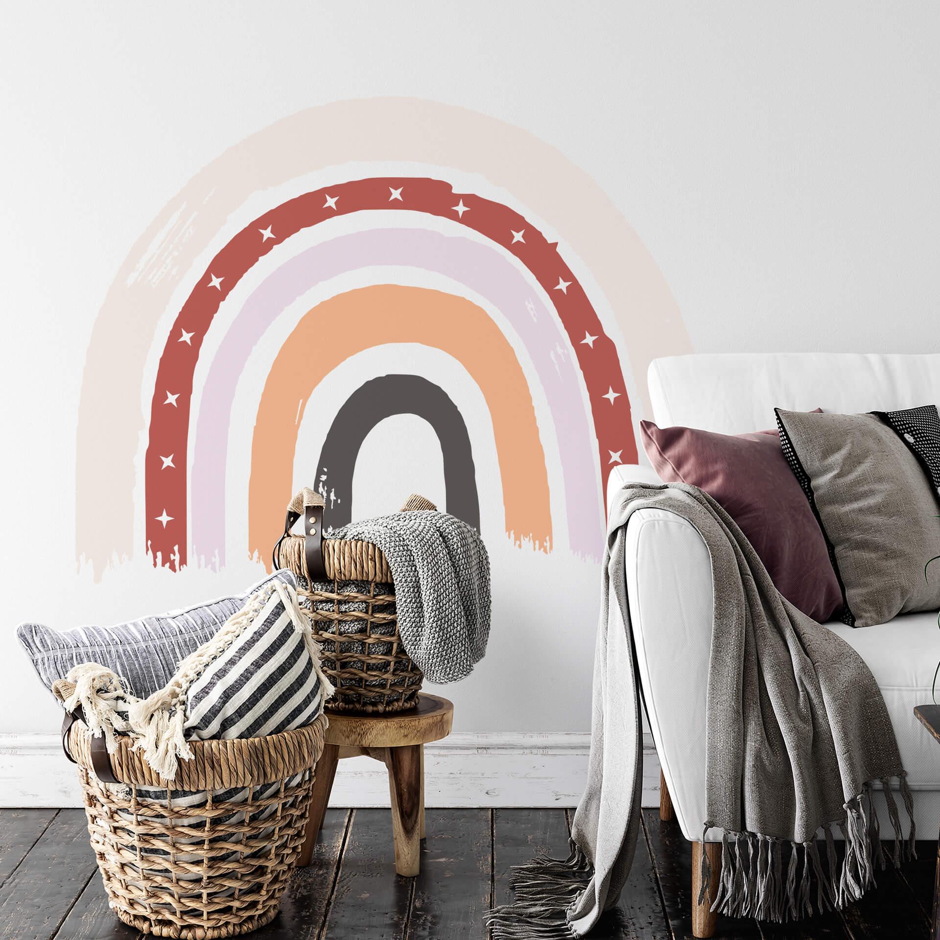 Wandtattoo Regenbogen 5 Farben mit Sternenring