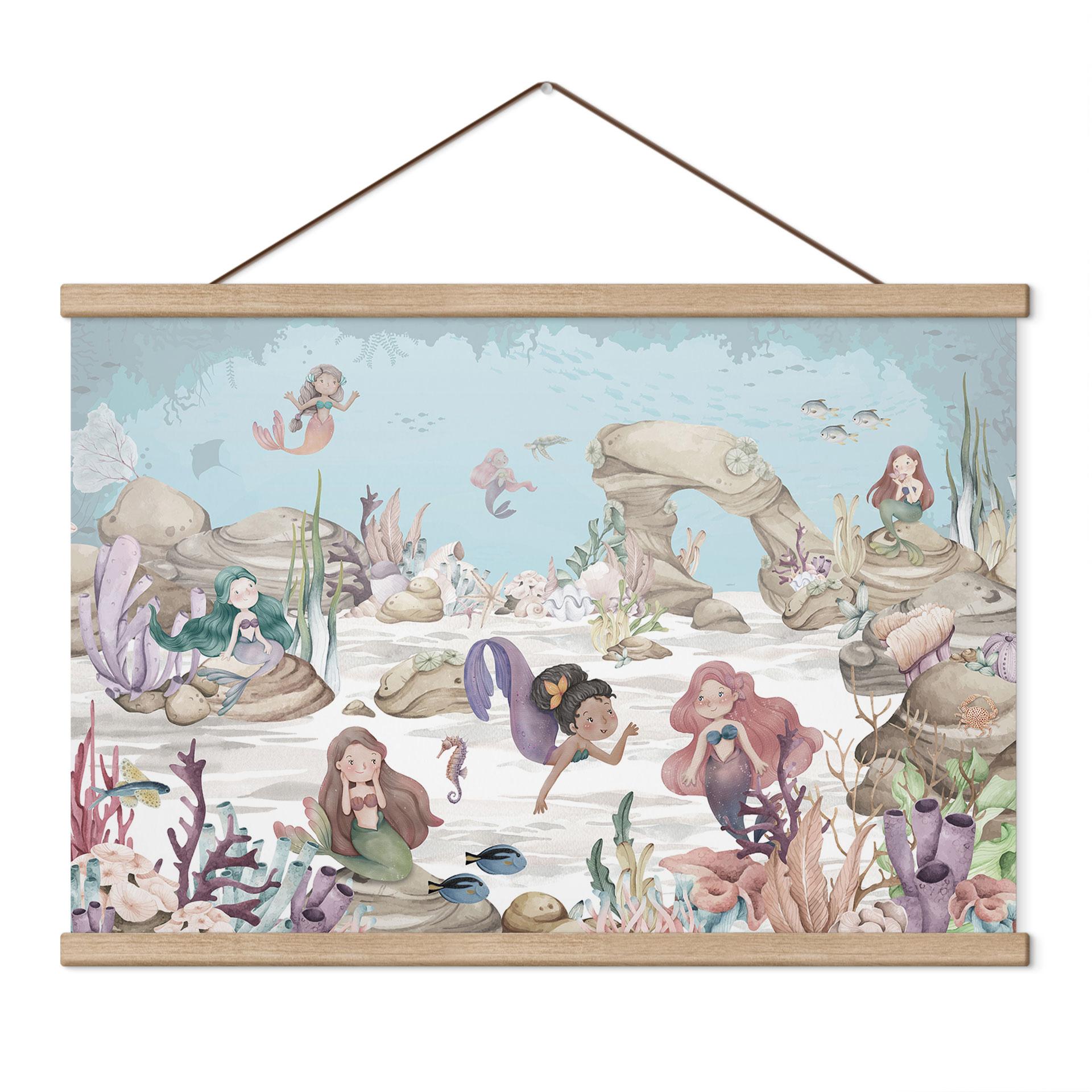 Kinderkamer Textielposter Magisch onderwaterrijk van de zeemeerminnen - Oliver Robins
