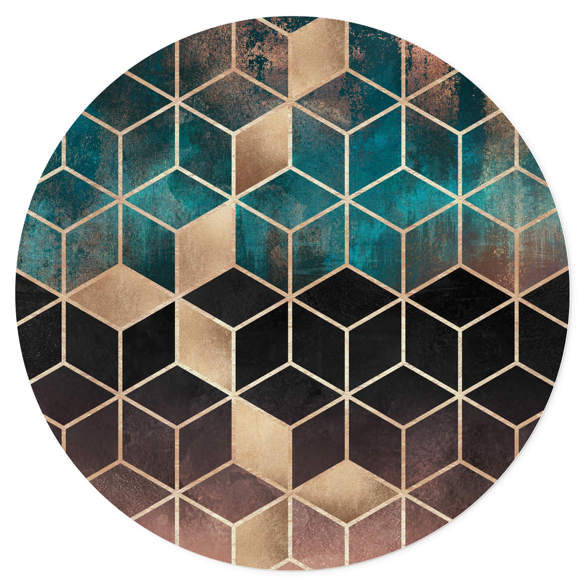 Adesivo murale Fredriksson - Geometria verde oro - Rotondo