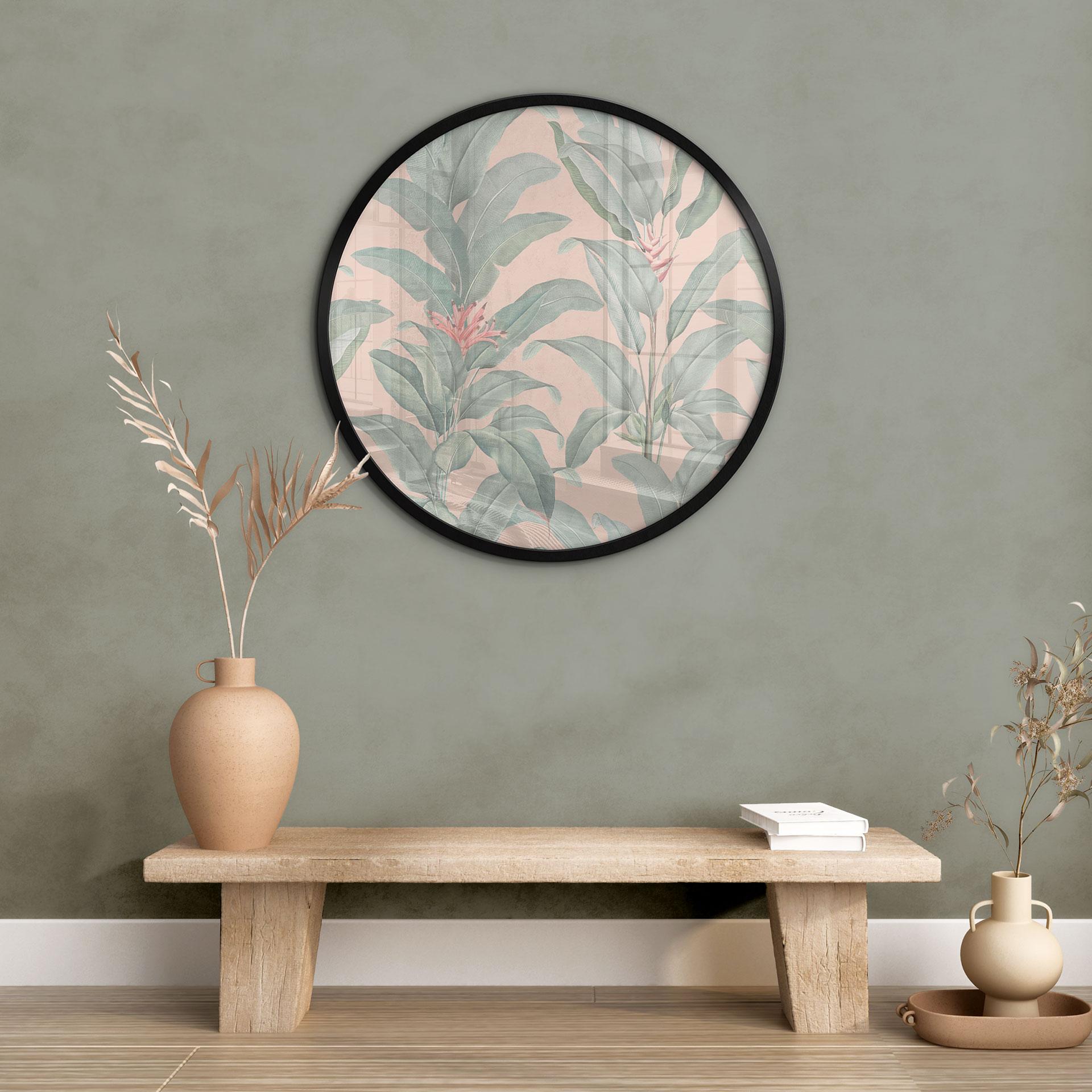 Plante Plakat Urban Jungle Tropical Leaves Pink - Bloomery Decor - Rund