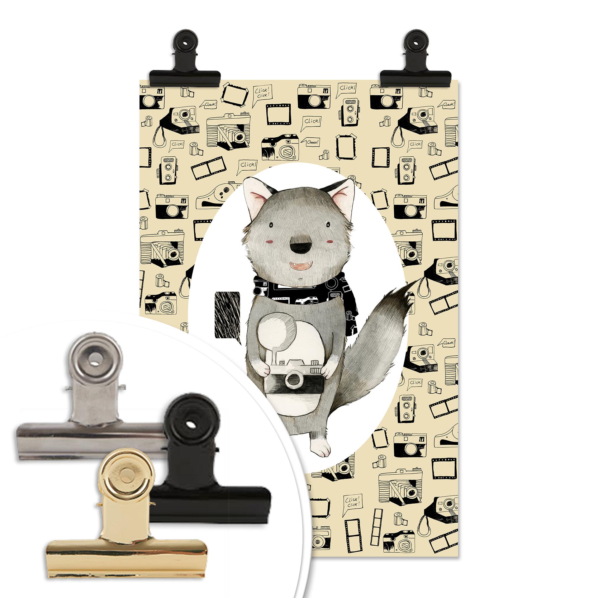 Poster Loske - Wolf met camera