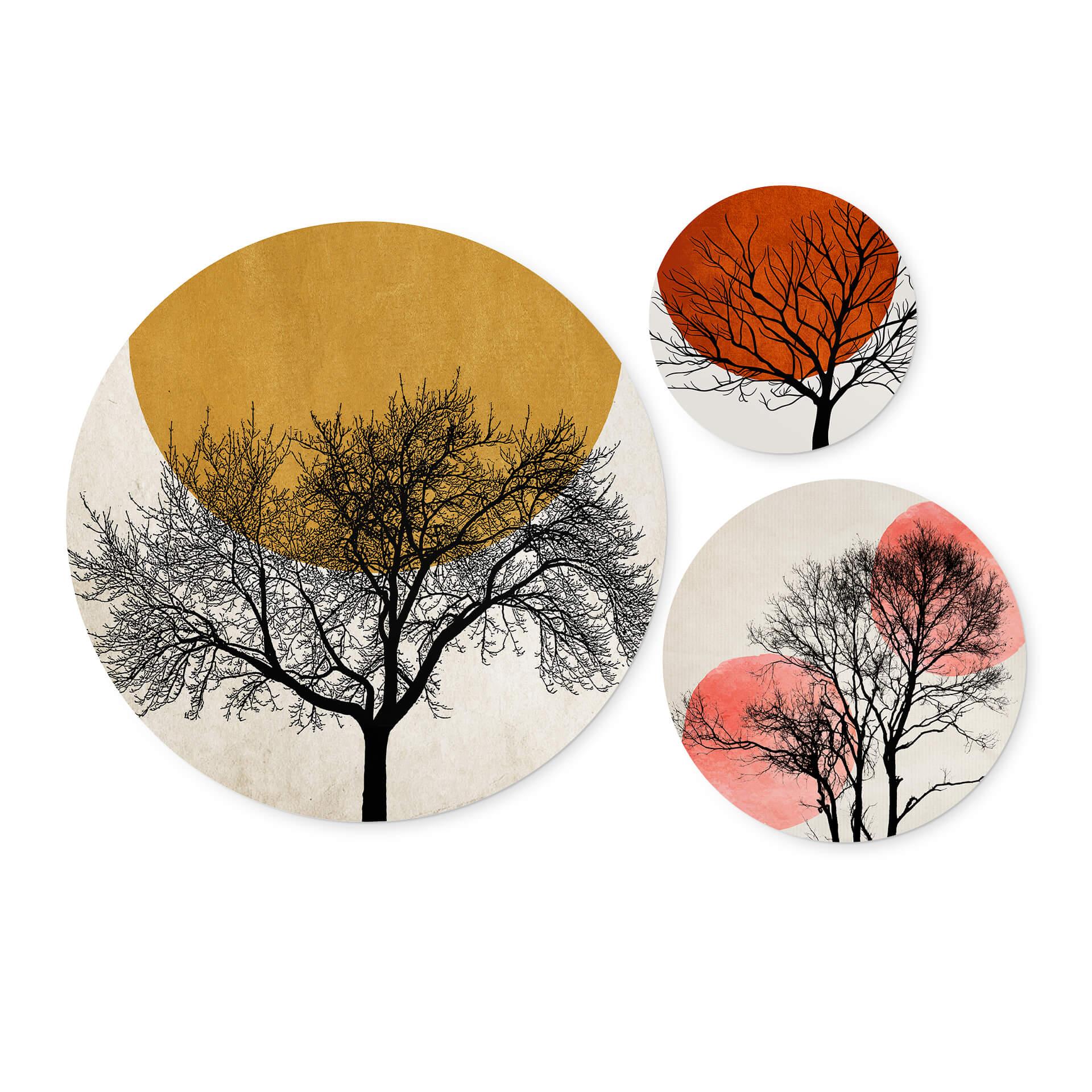 Poster Set (3-delig) Kubistika - Warme Zonsondergang