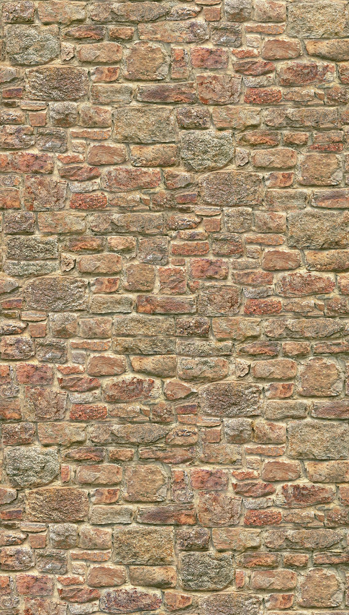 behang steenmuur oranje rood - vliesbehang industrieel Livingwalls - mat en glad