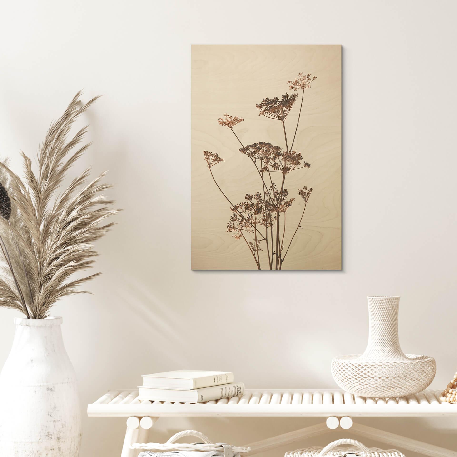 Plakat drewniany dzikie trawy