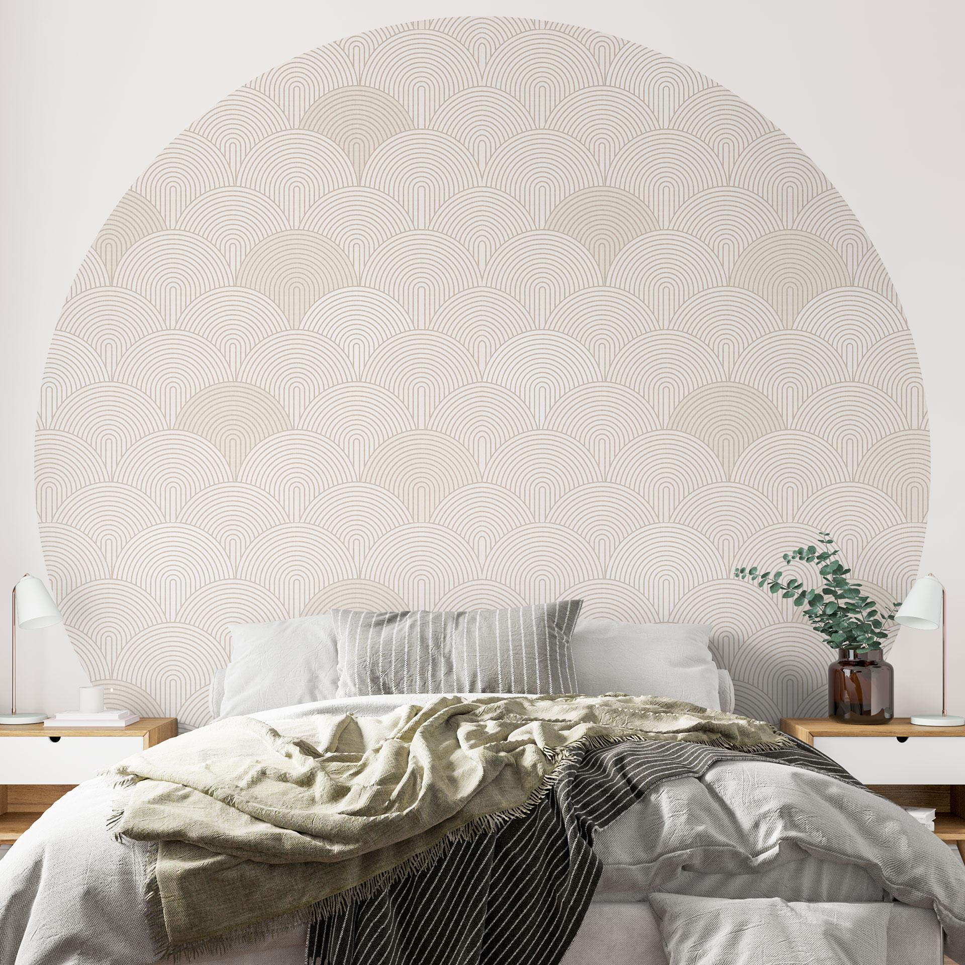 Fototapet Abstrakte halvcirkler i blød beige - Bloomery Decor - Rund - Selvklæbende/ikke-vævet