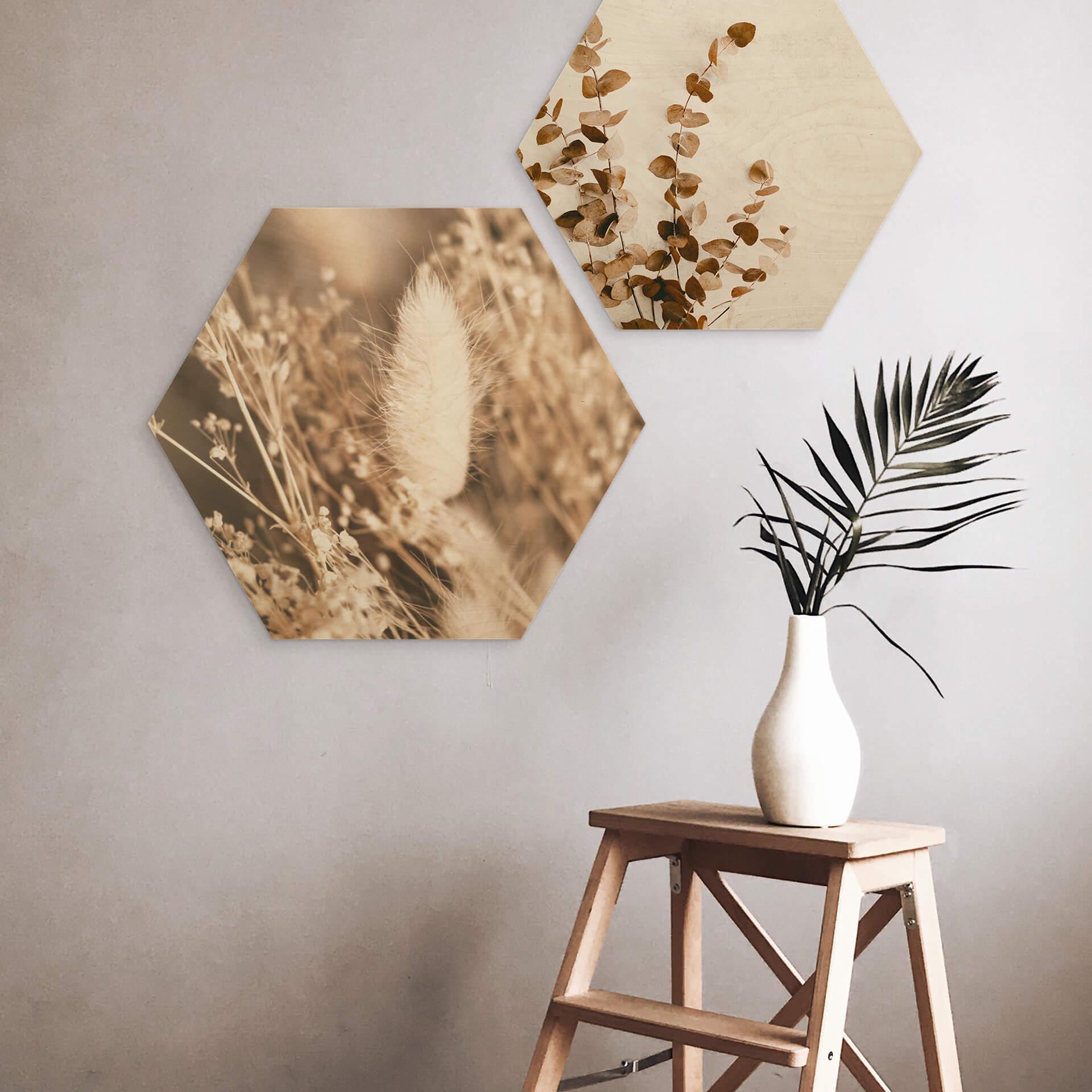 Hexagon Hout Annie - Dried Leaves