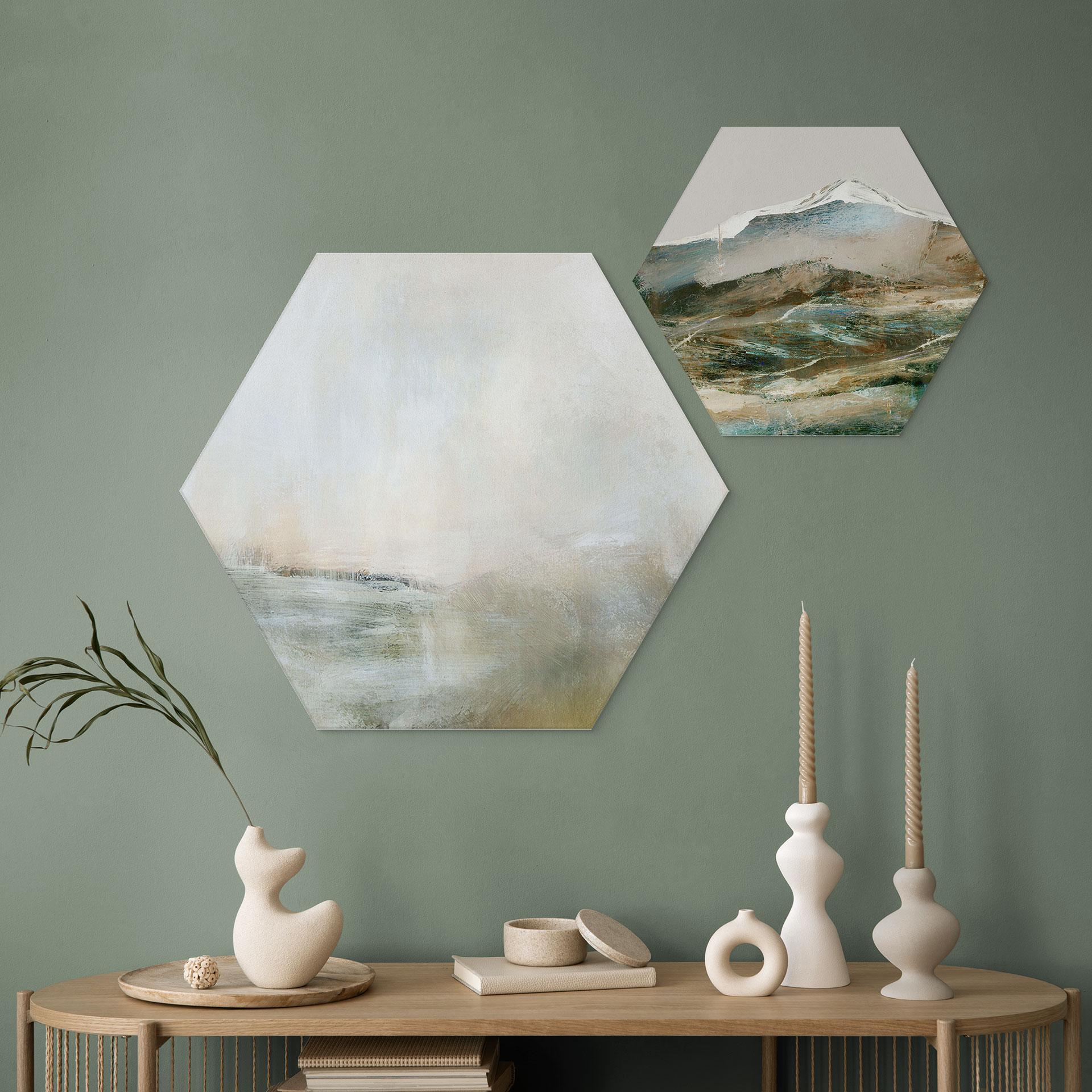 Hexagon Dibond Gyldent abstrakt - Hobday