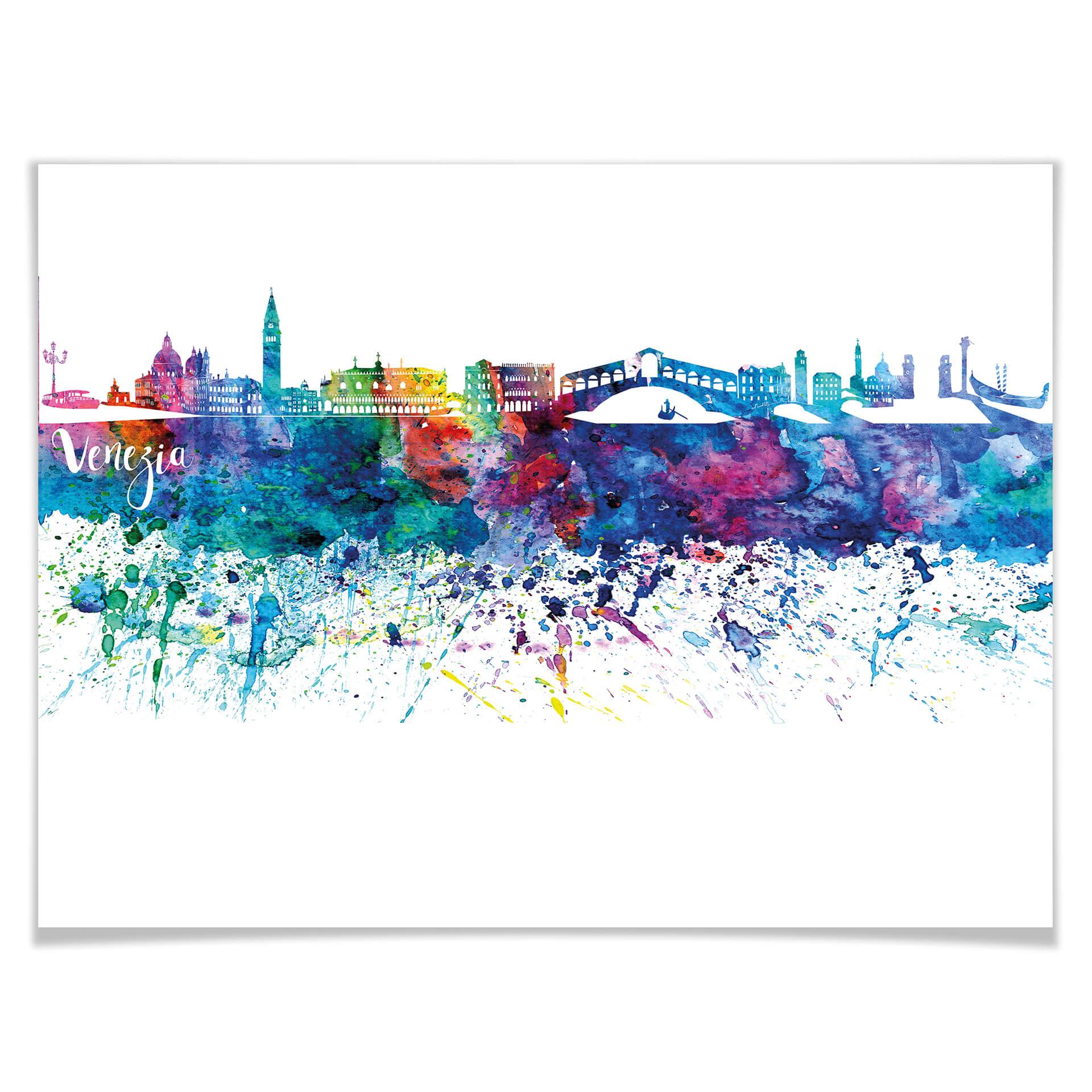 Póster Bleichner - Línea del horizonte de Venecia en acuarela