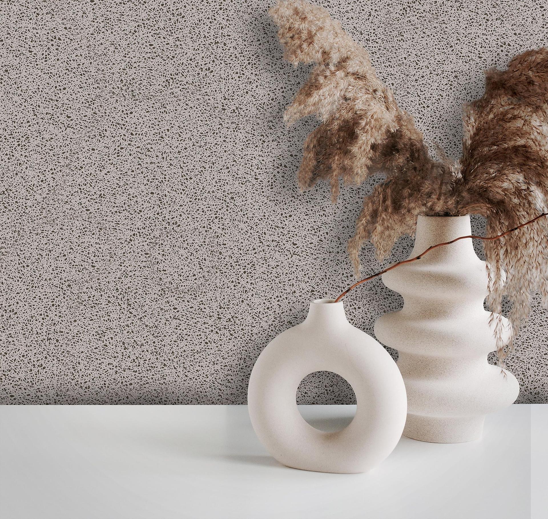Effen behang, vliesbehang Novamur Yvi greige, platinum