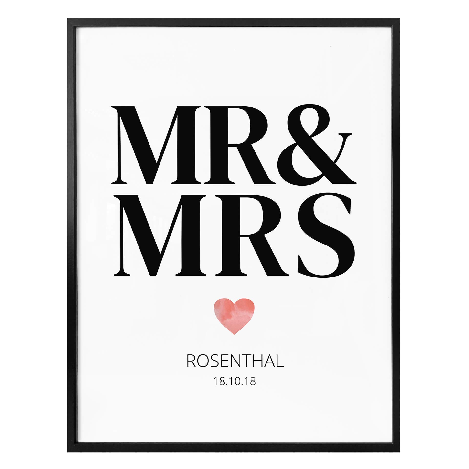 Poster à personnaliser Mr & Mrs - Classique