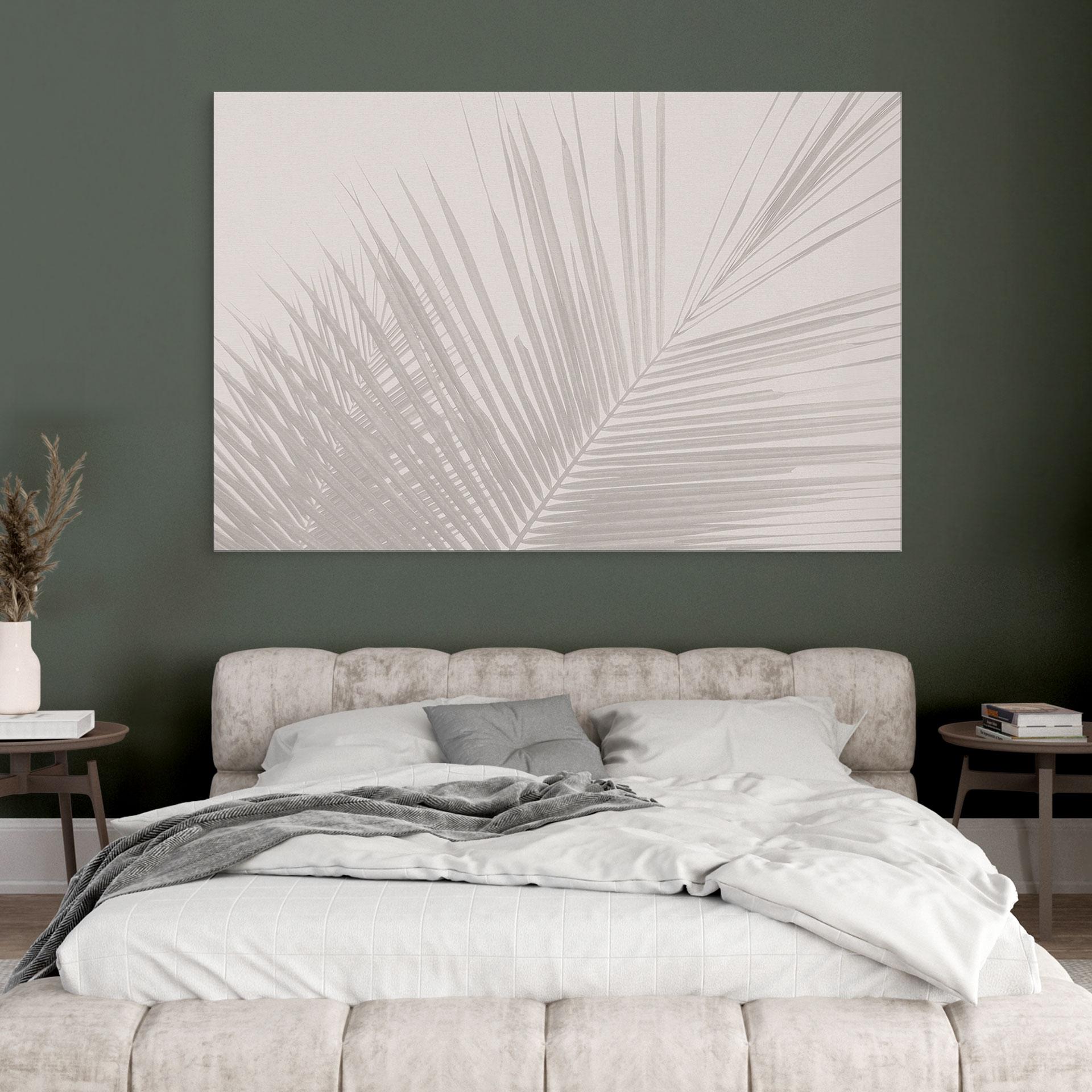 Billede af palmeblade i hørlook - Bloomery Decor – print på aluminium (Alu-Dibond)