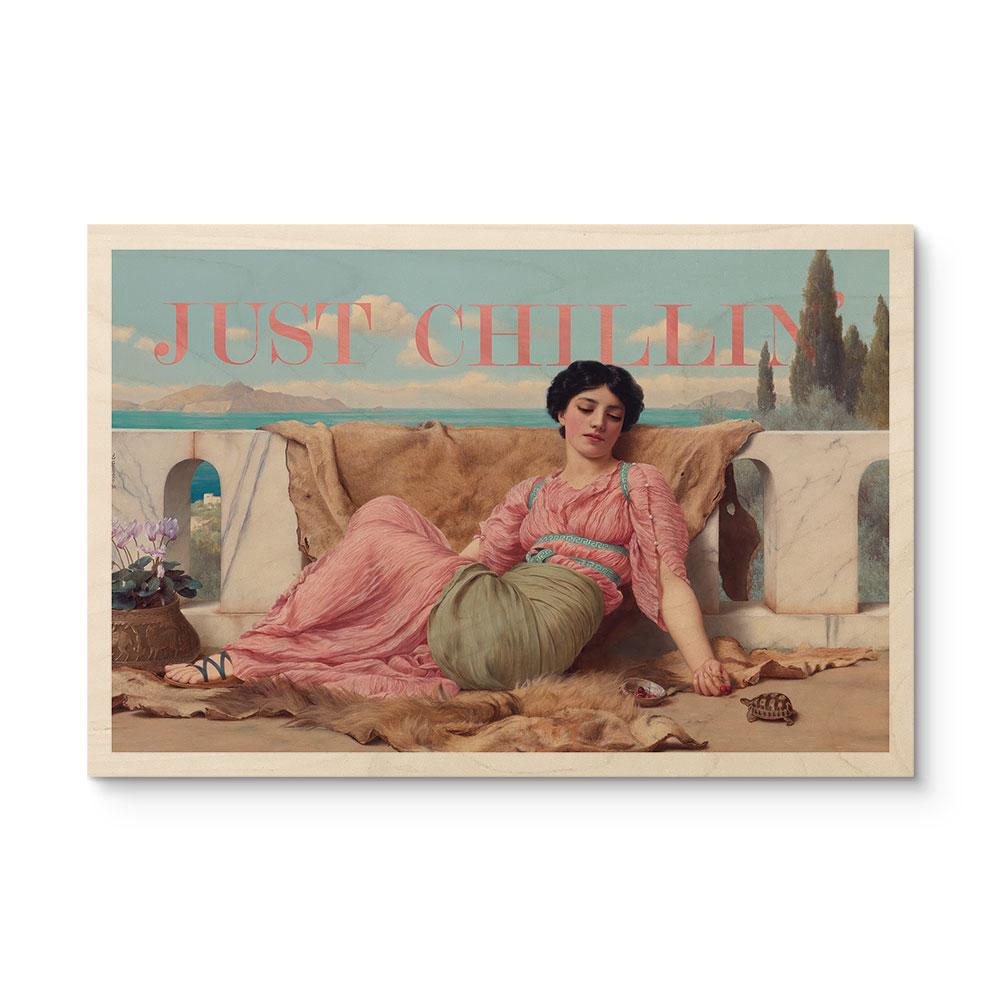 Træplakat Just Chillin - Inspireret af John William Godward