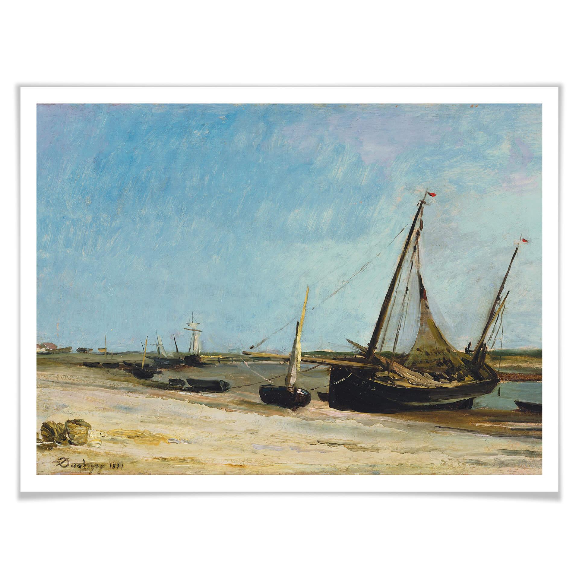 Póster Daubigny - Barcos en la playa de Ètaples