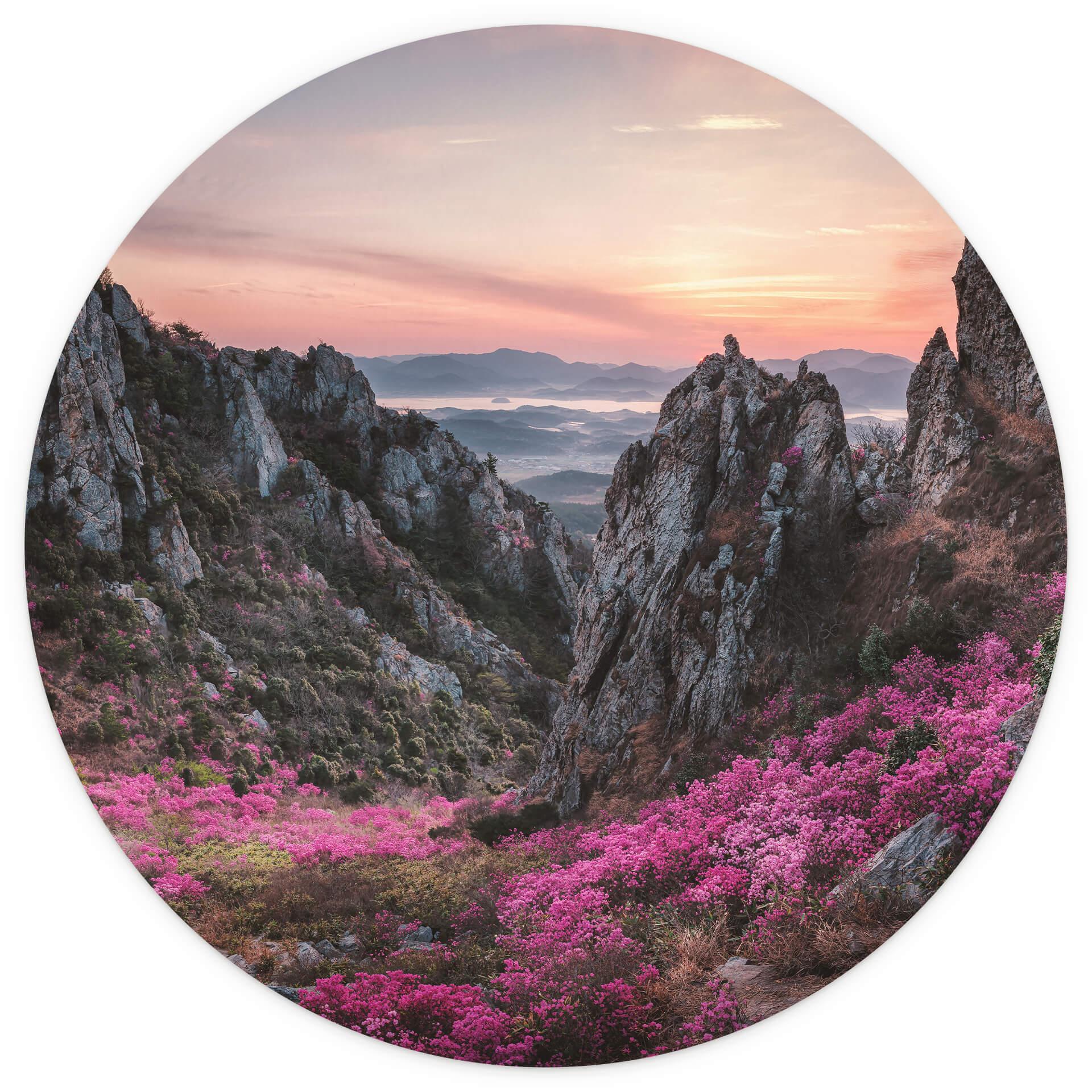 Behangcirkel Seo Rotsachtig Landschap bij zonsondergang - vliesbehang/zelfklevend vliesbehang