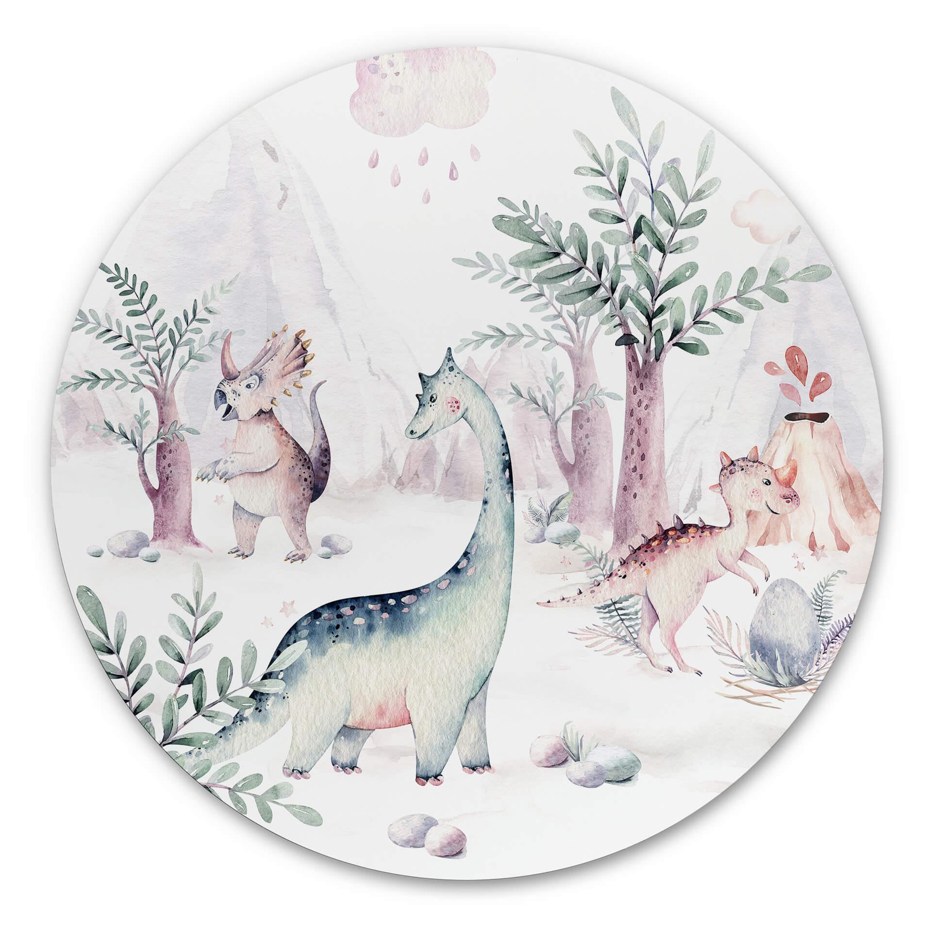 Tableau en alu-Dibond Kvilis - Le monde des dinosaures - Rond