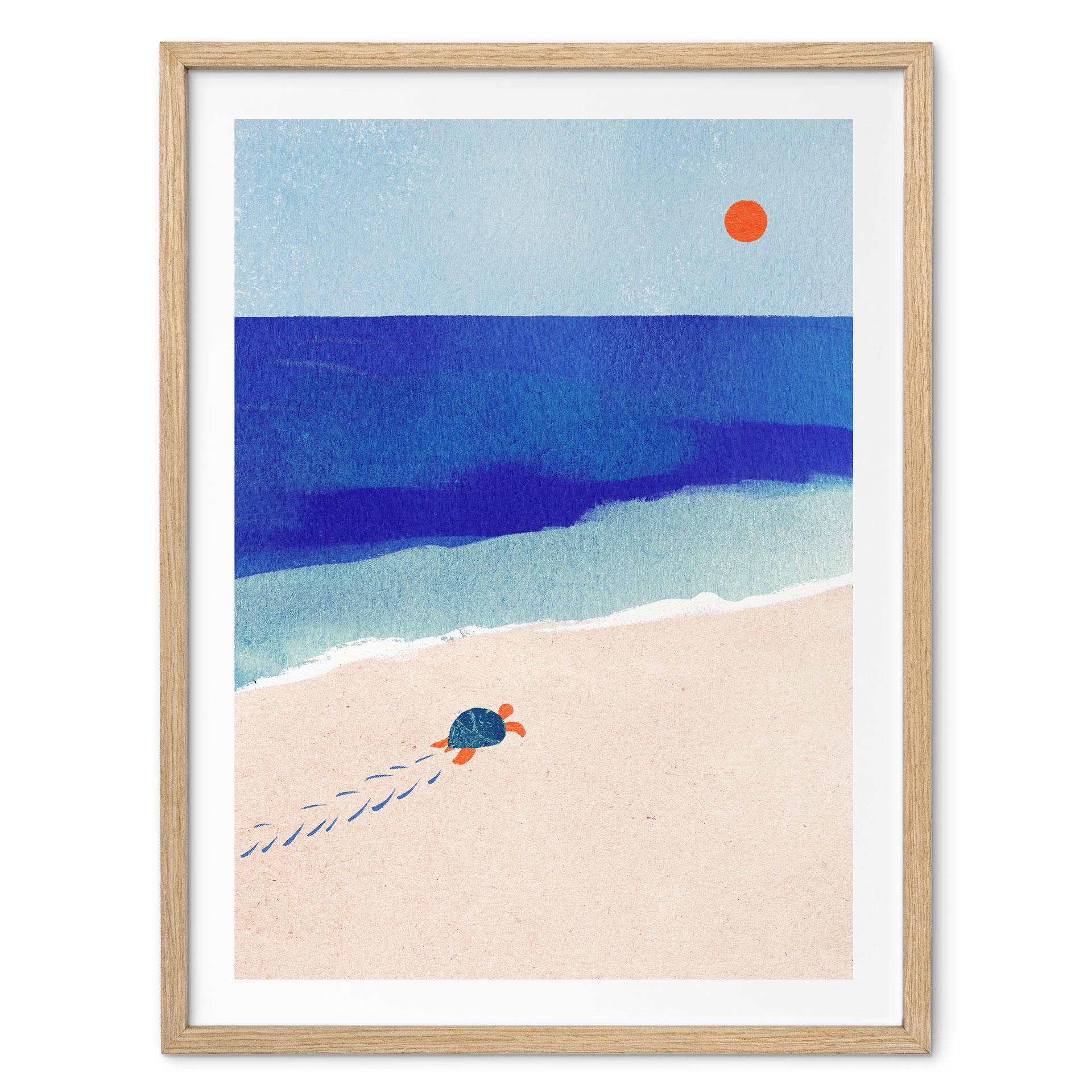 Poster Liten sköldpadda vid havet - Rivers