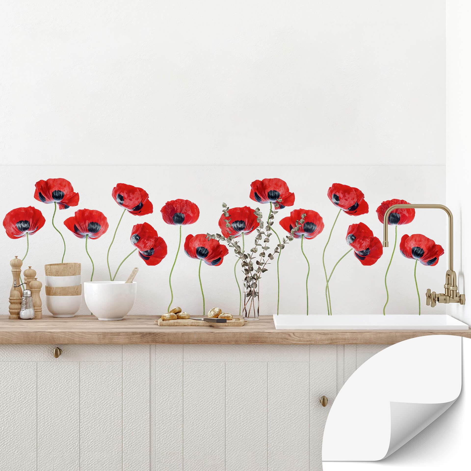 Självhäftande stänkpanel Disher - Poppies