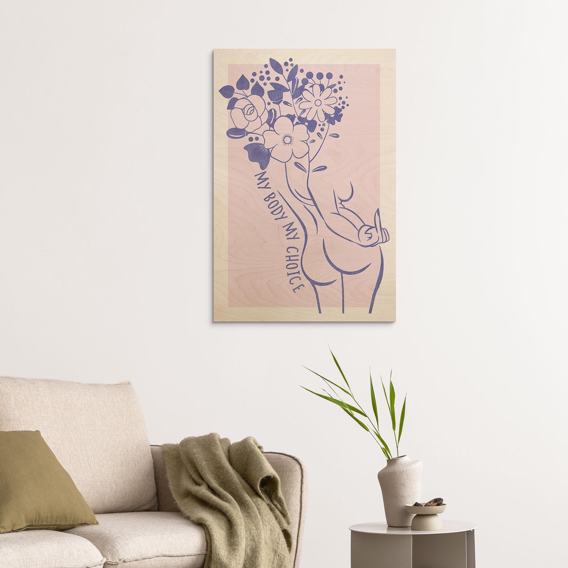 Billede af træ med kropspositivitet - Line Art Floral