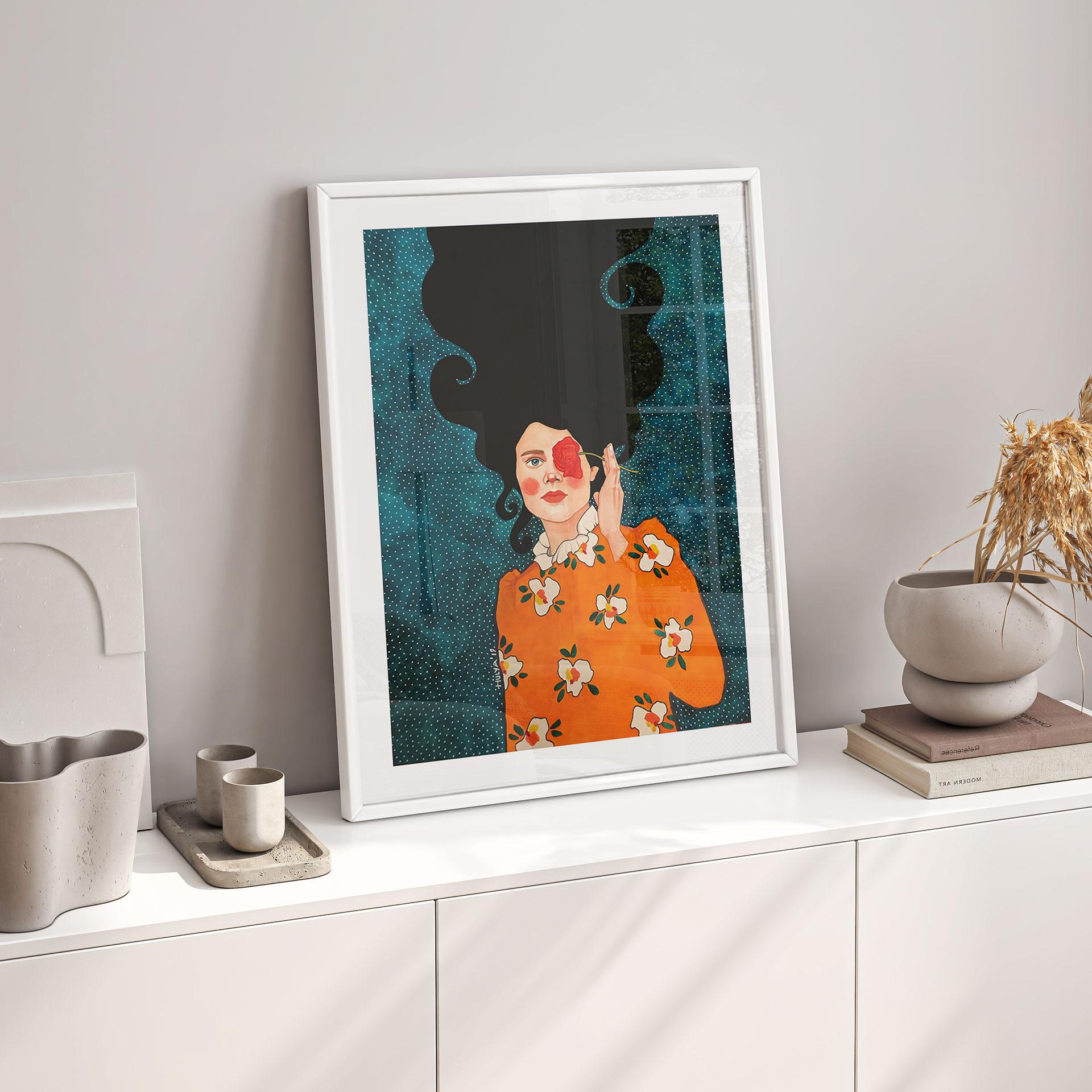 Plakat Mystisk kvinde med rose - Hülya