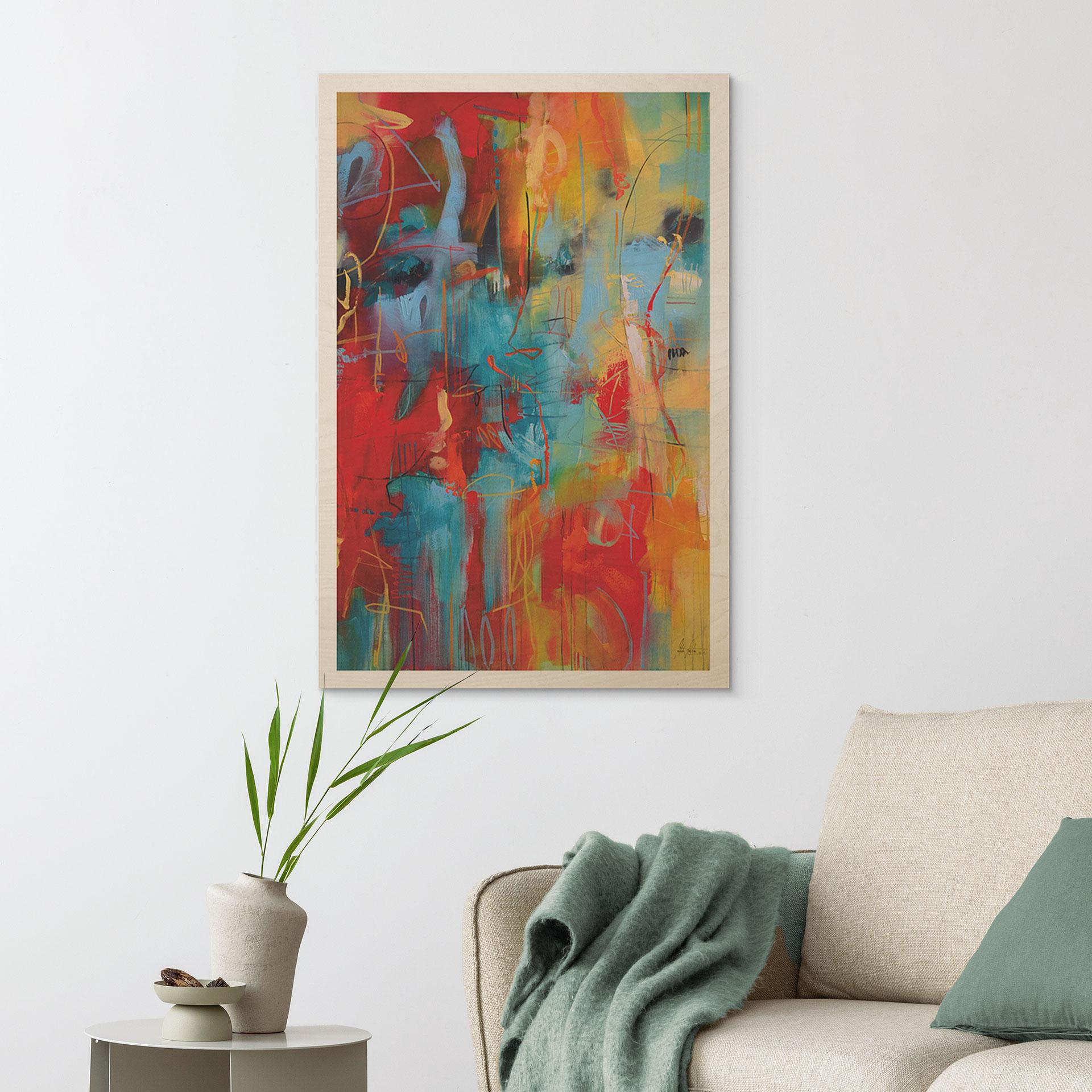 Holzbild Farbenfrohes Chaos - Fedrau
