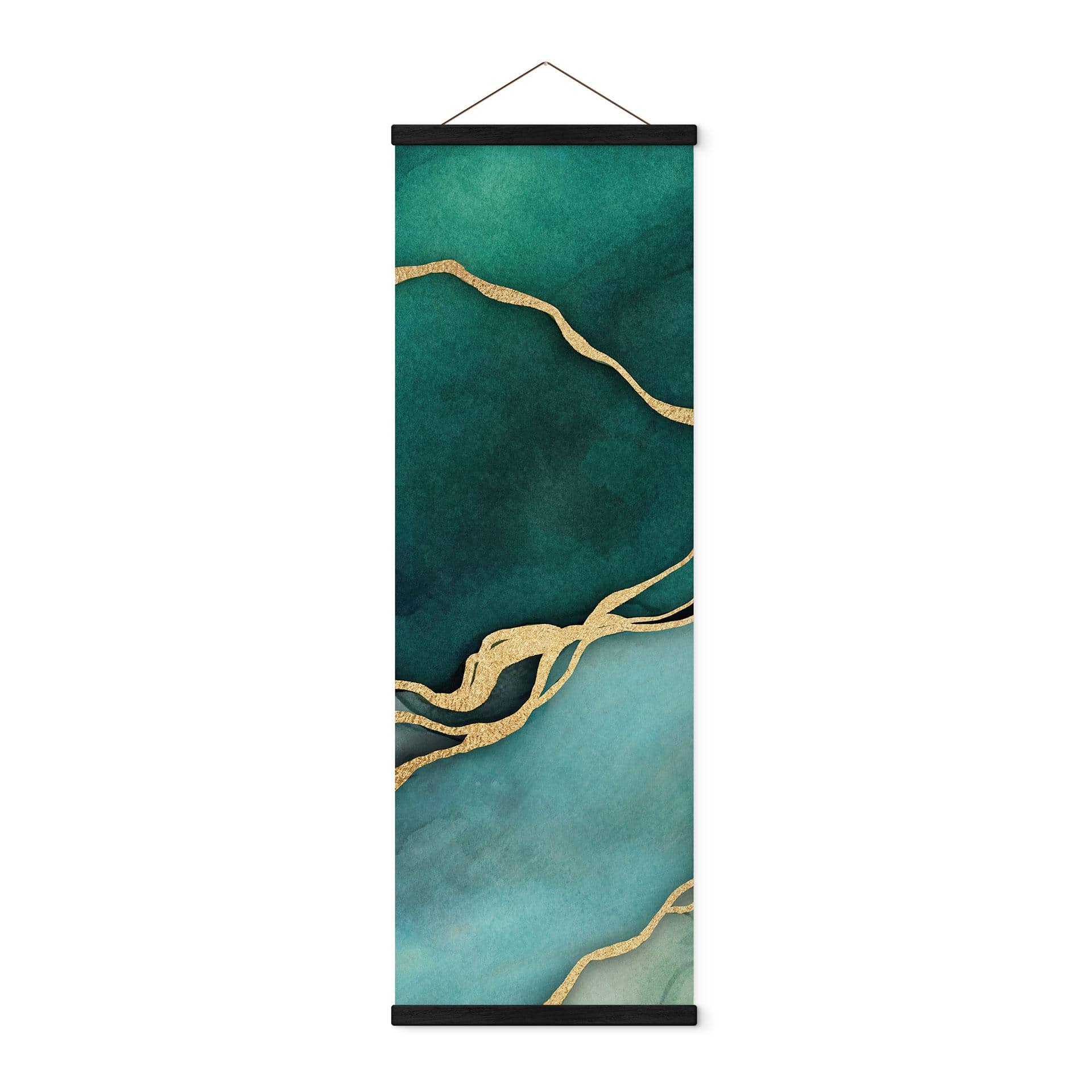 Tekstil plakat Marmor i guld-grønt - Haase