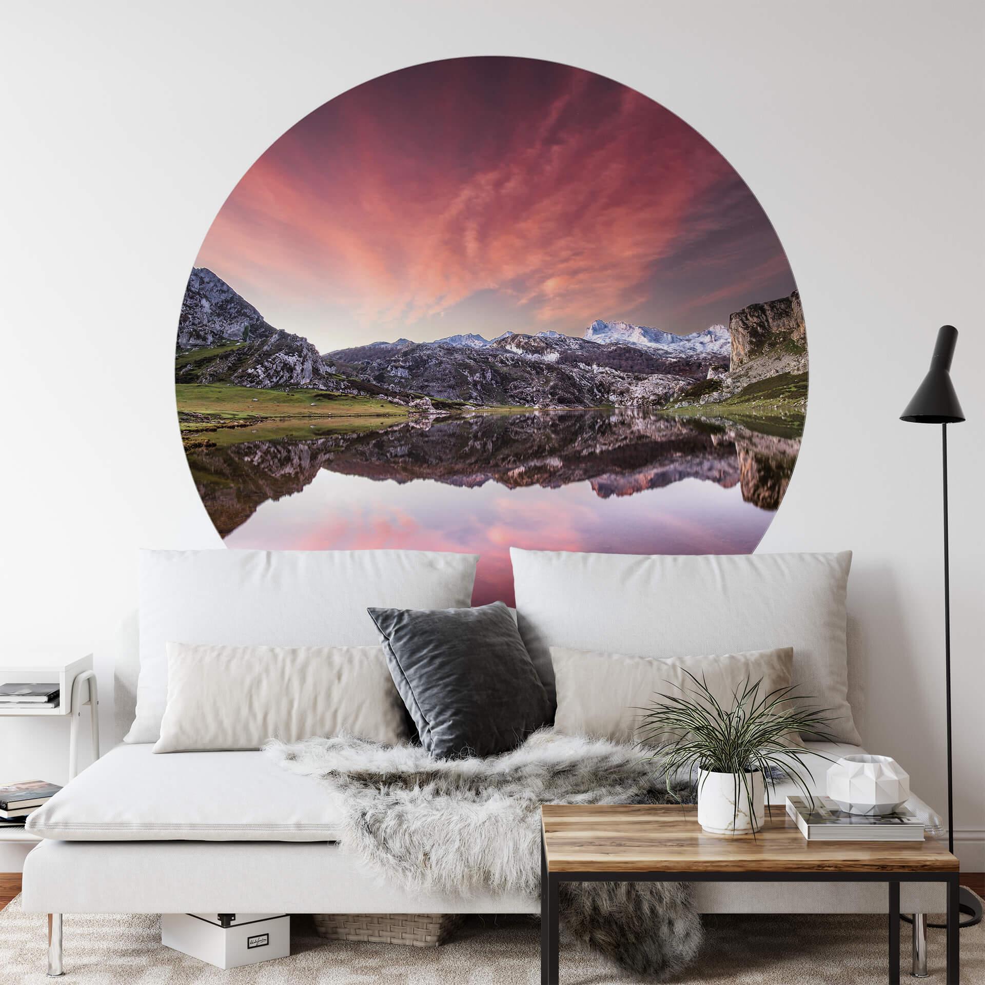 Fototapet - Rundt Cuadrado - Dawn at Los Lagos - vliesetapet/selvklæbende non-woven tapet