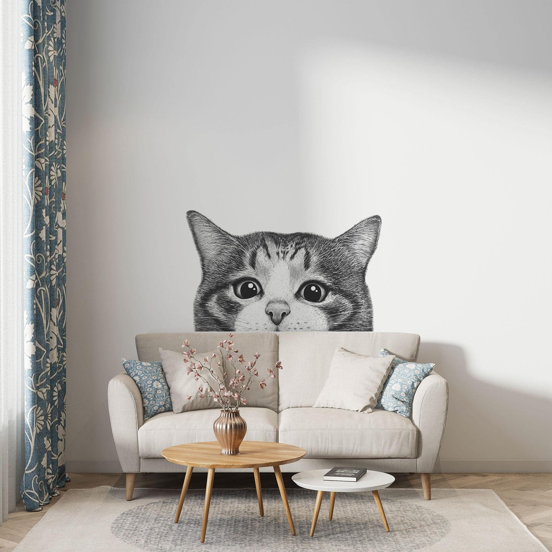 Wandtattoo Neugierige Katze - Korenkova