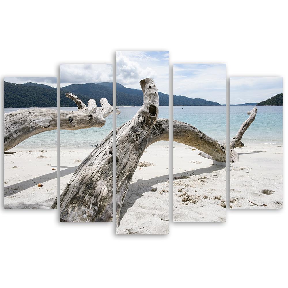 5-delige canvas print, zee strand boom