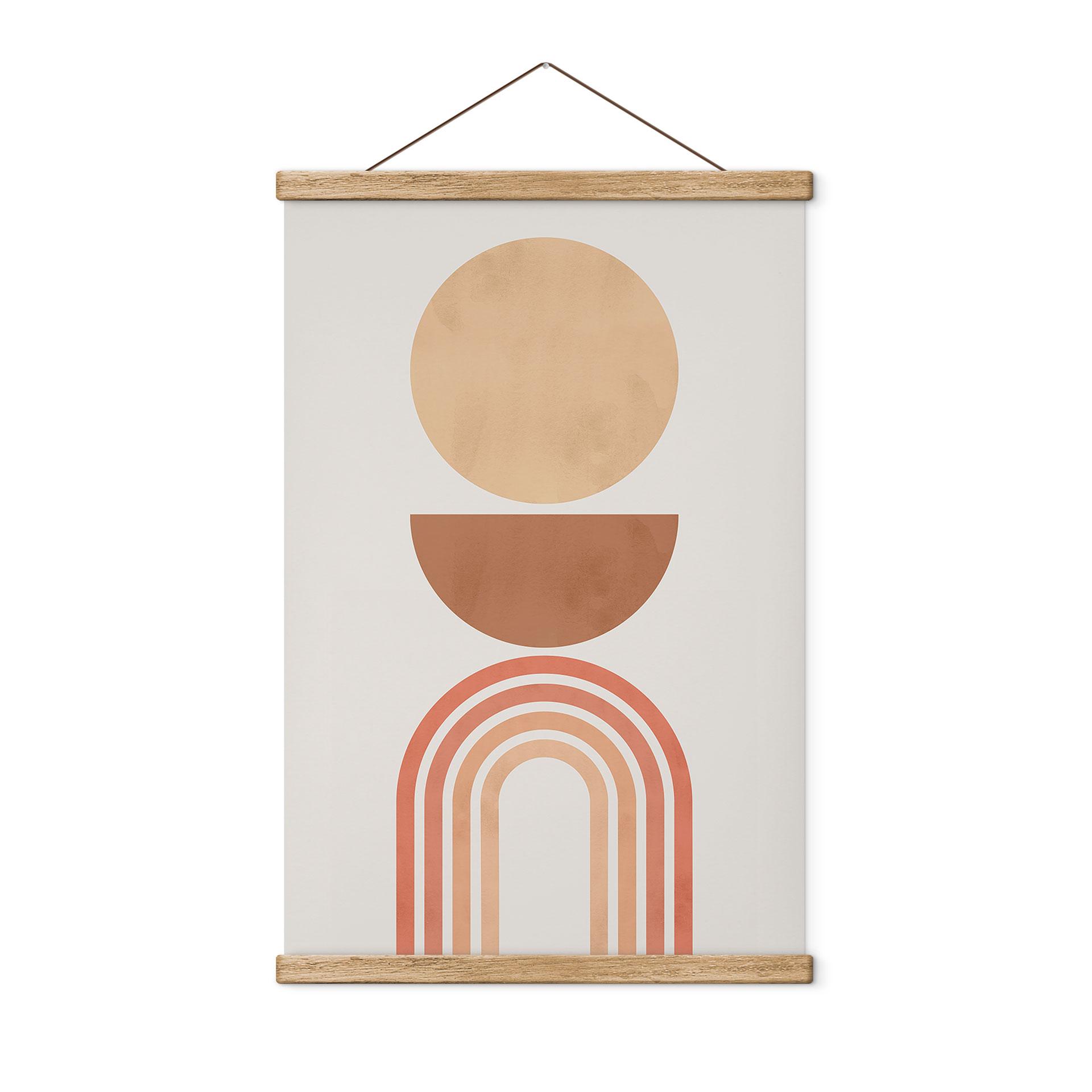 Tekstil plakat Abstrakt balance - Retro buer og cirkler - Costa