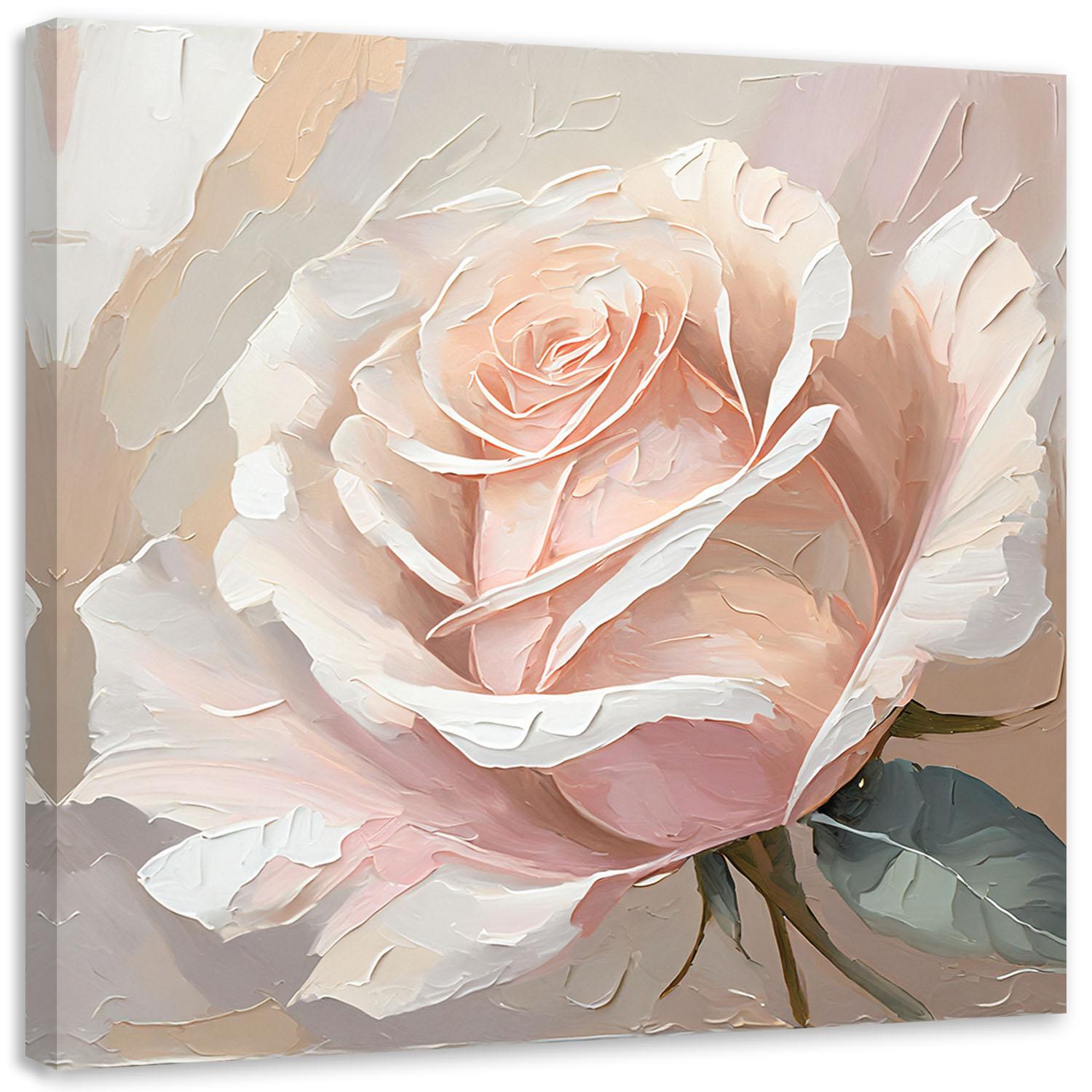 Canvasbillede, Malet rose på lærred