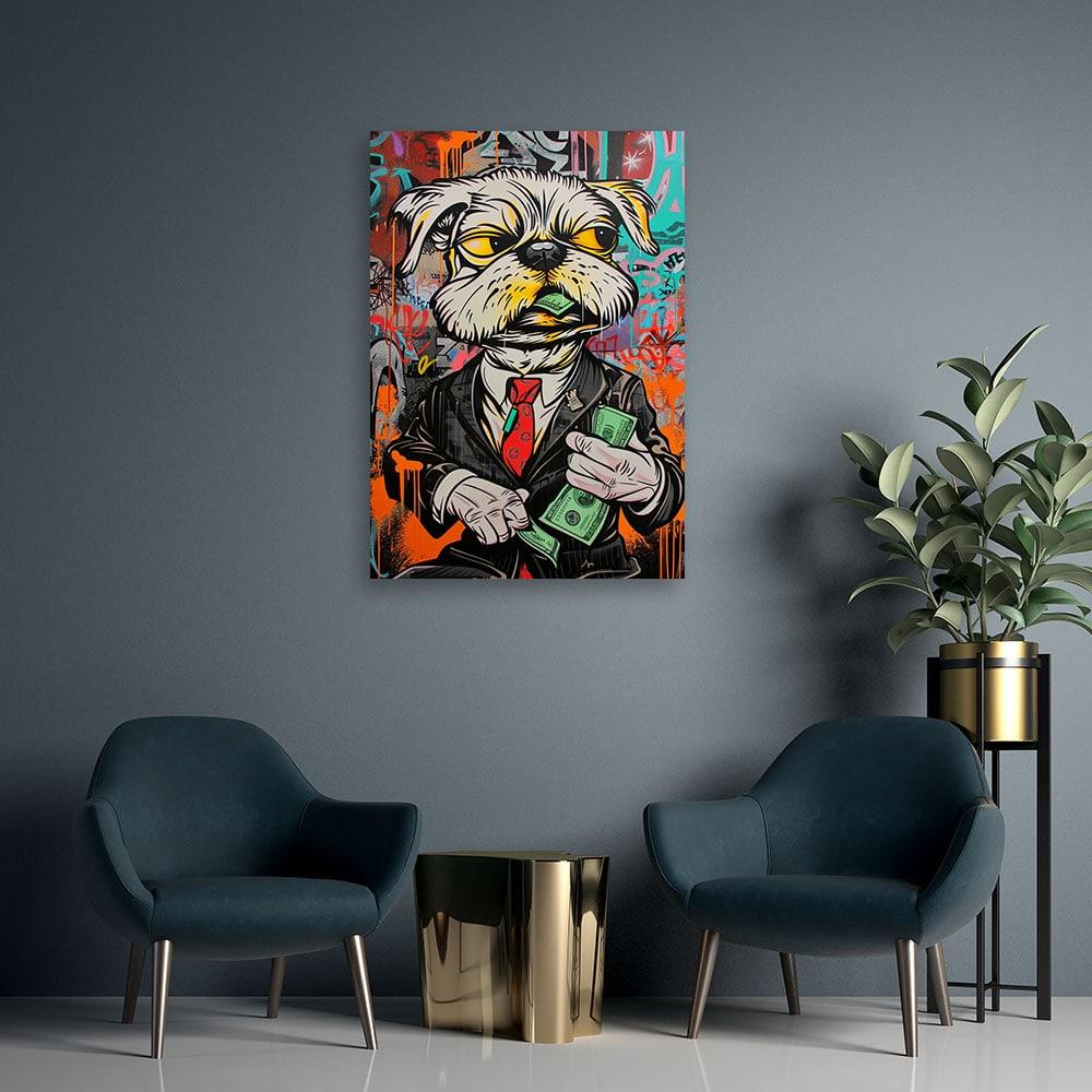 Canvasbillede, Hund Dollar Pop Art