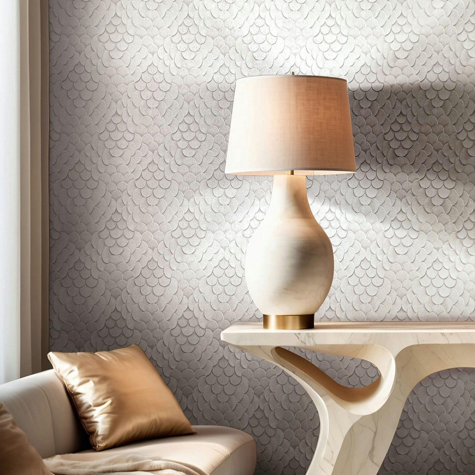 Ikke-vævet tapet blomster, 3D-look geometrisk mat i grå