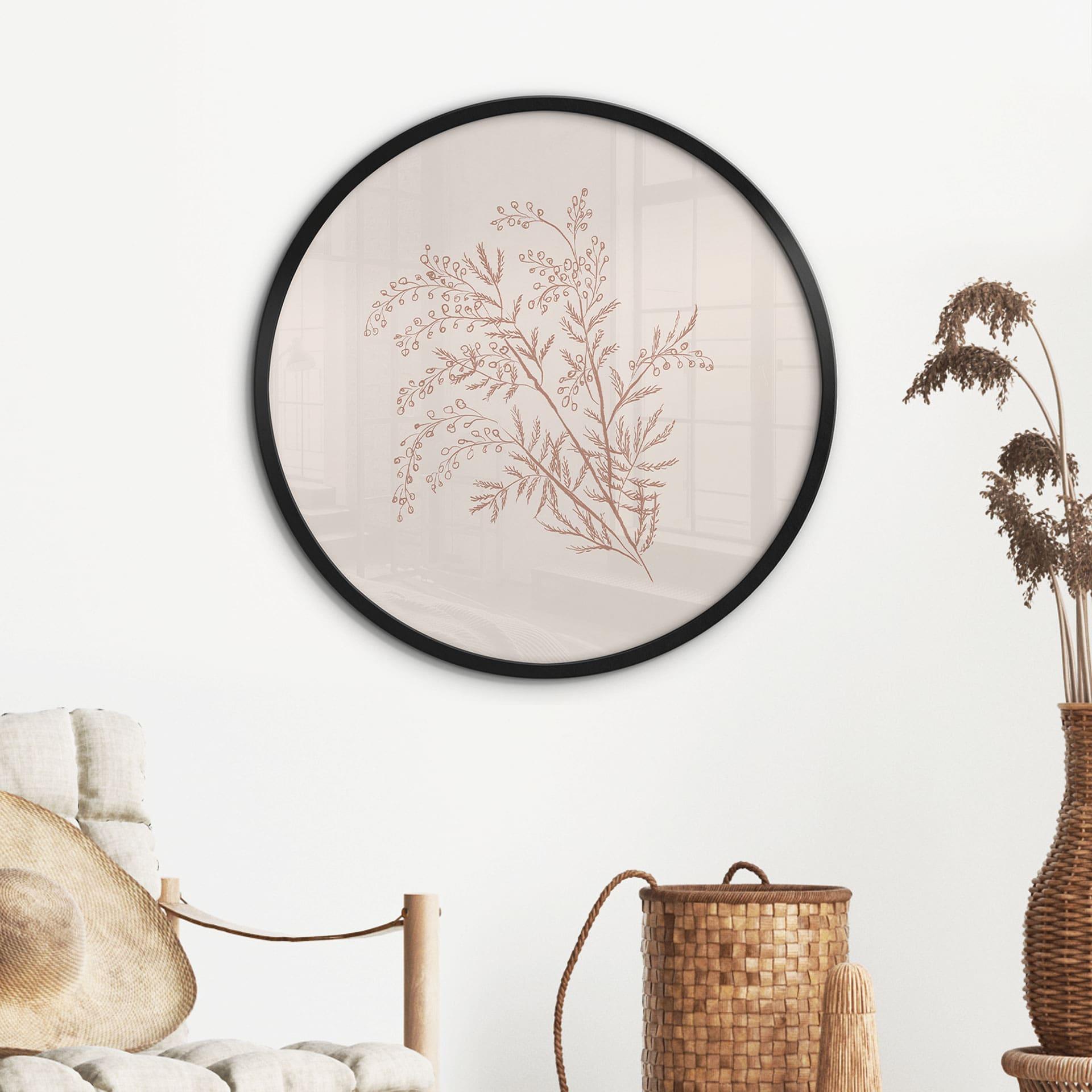 Plakat Gren af akacie i mokkafarver - Anis-illustration - Rund