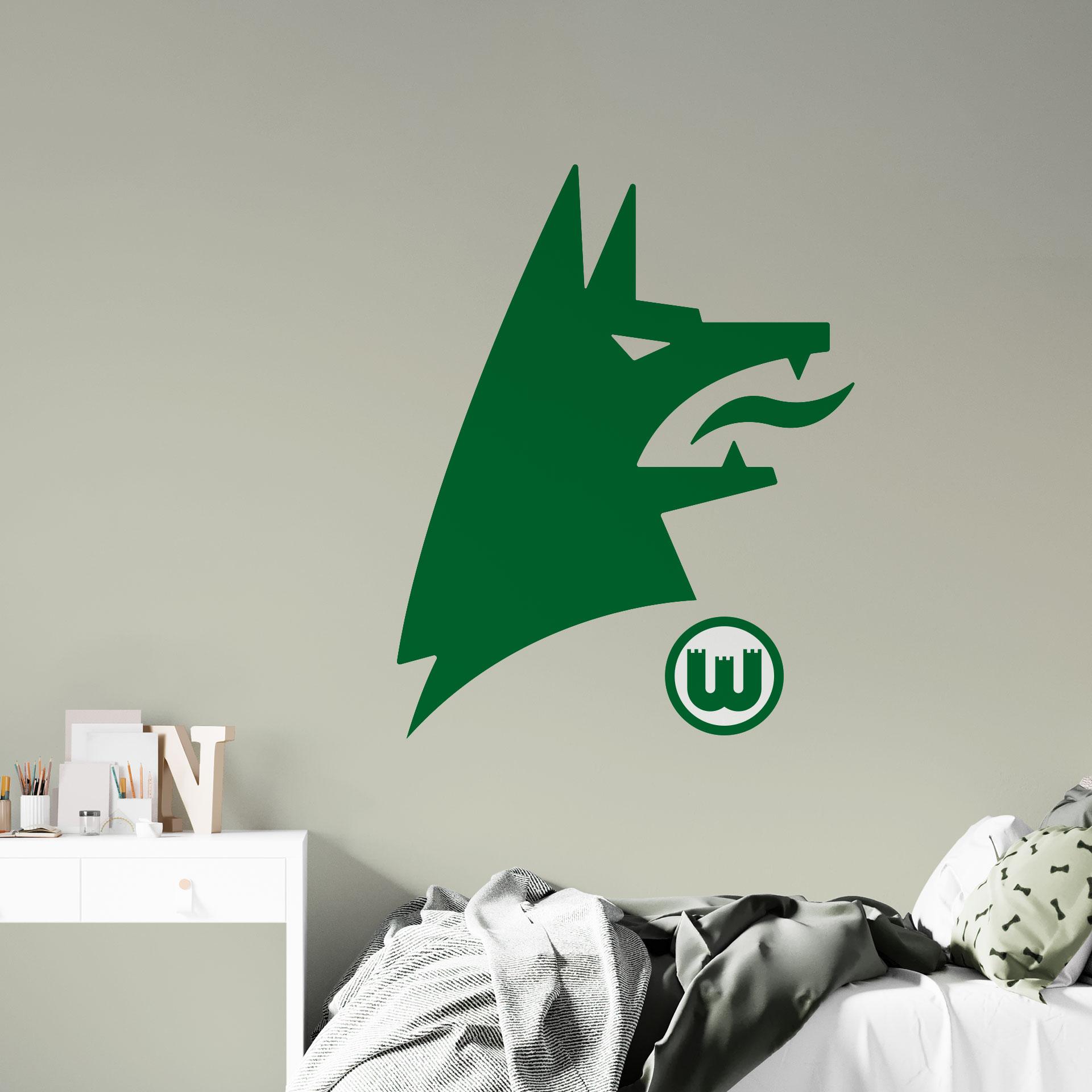 Wandtattoo VfL Wolfsburg Wolfskopf mit Wappen