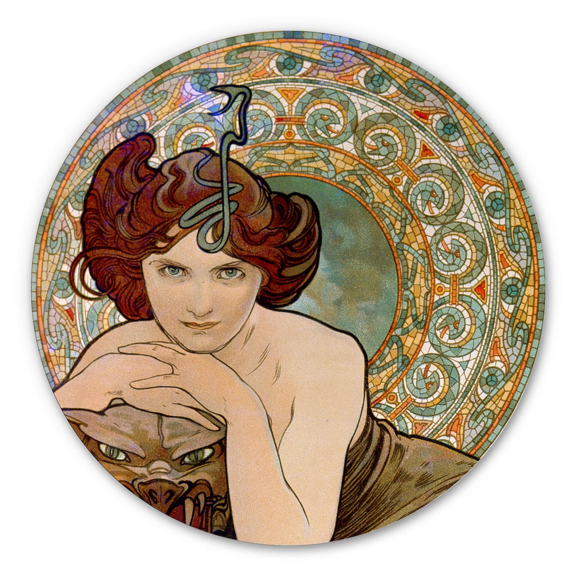 Wandcirkel Mucha - Smaragd