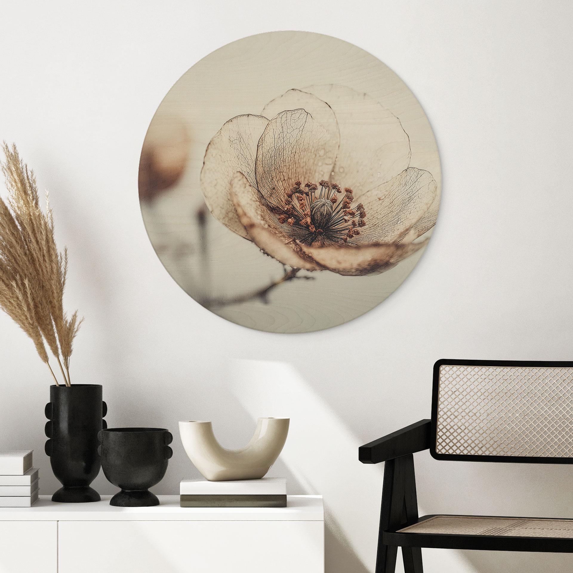 Billede af træ tørrede blomster beige natur poesi - Treechild - Rund