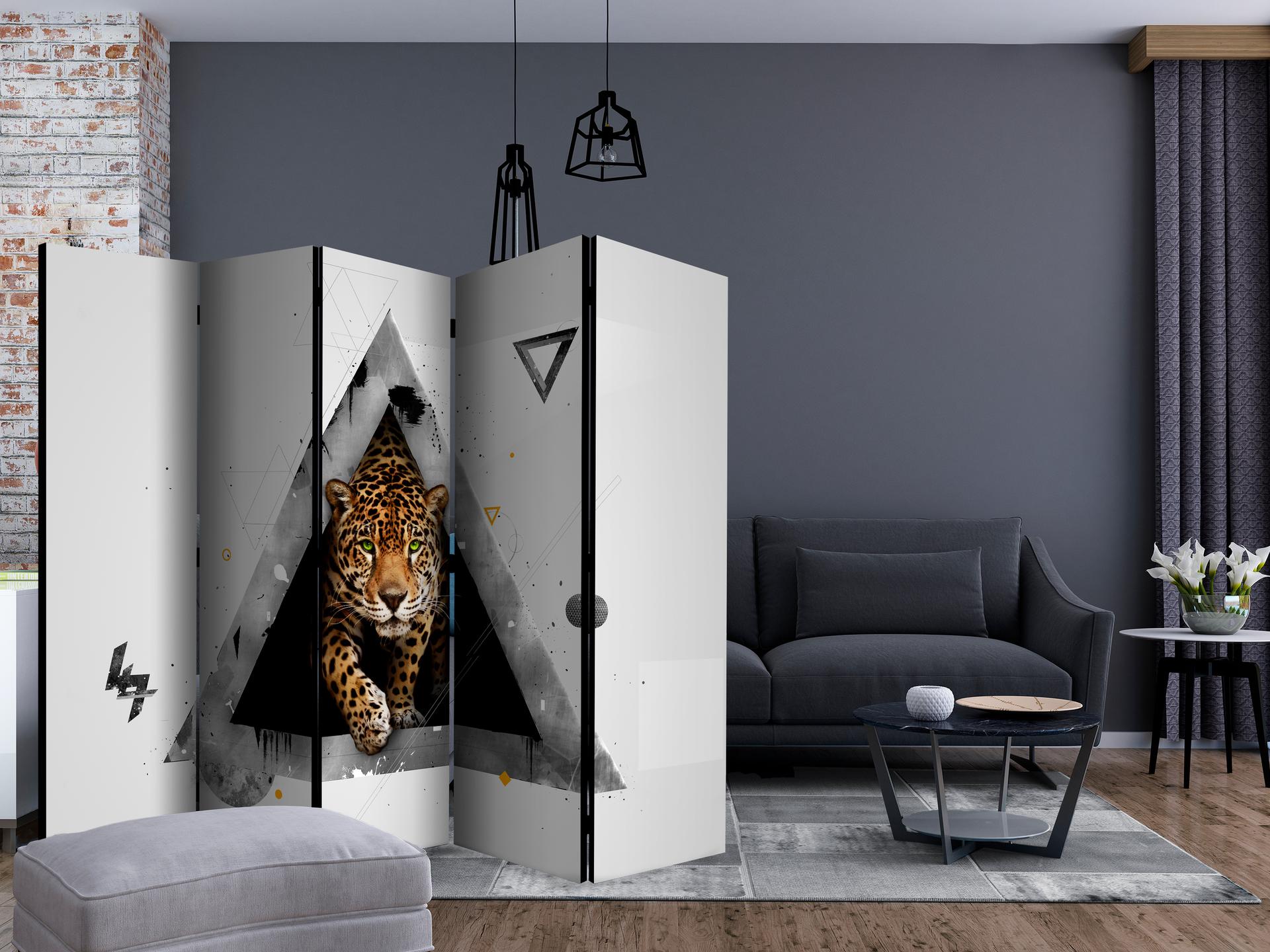 Schermo divisorio - Visione selvaggia del futuro (bianco) , 5 pezzi - 225x172 cm