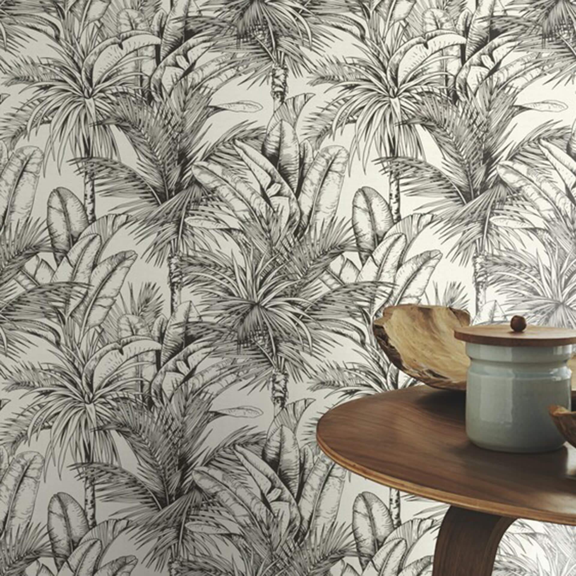 Papier peint intissé Rasch, papier peint à motifs Salsa noir et blanc