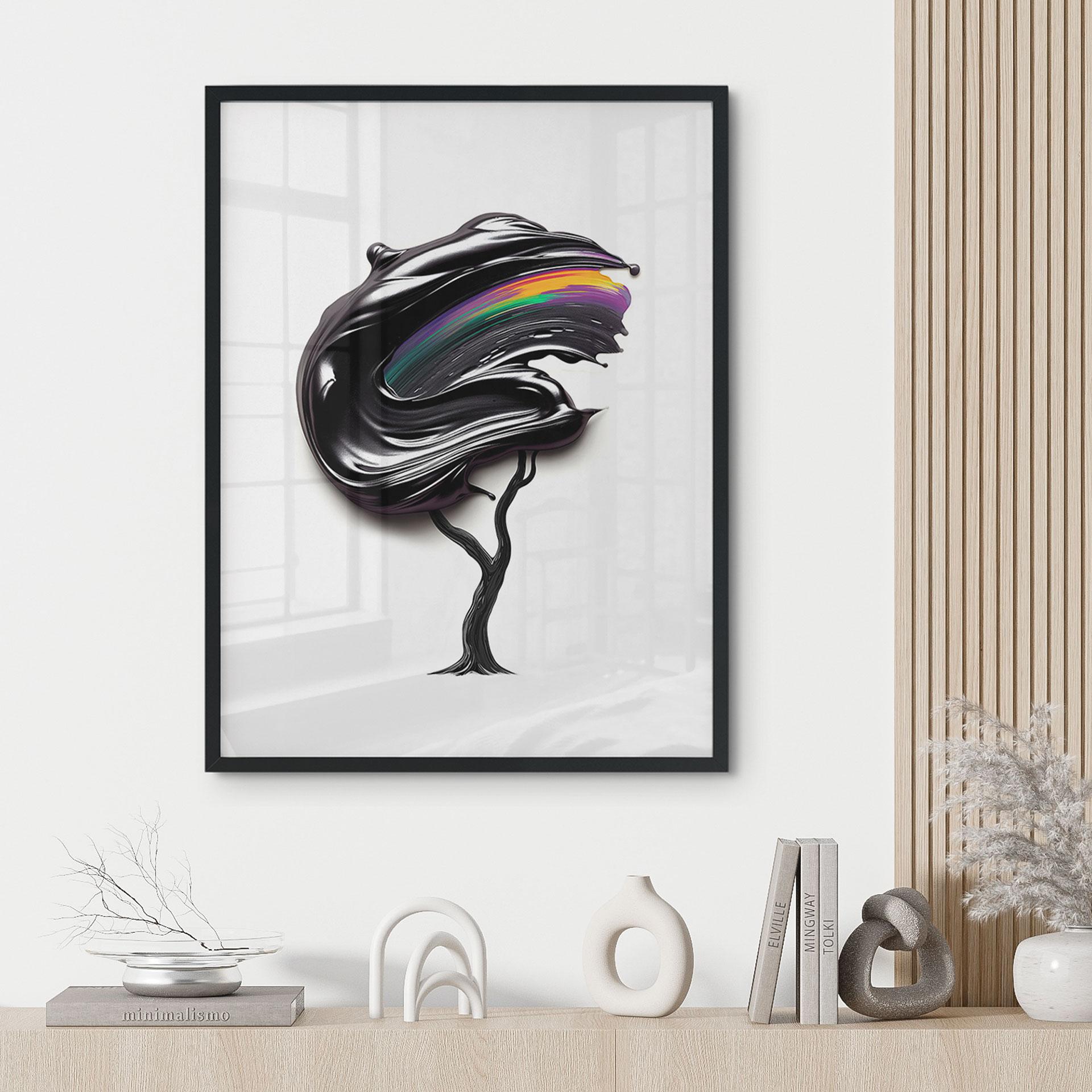Póster árbol con copa 3D negro - Mielu