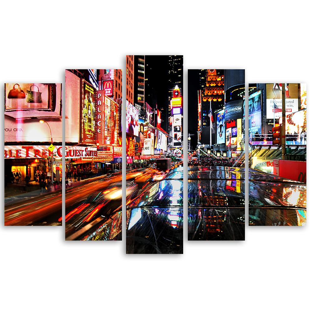 Canvas Print 5 Stuks, Times Square New York City Nacgt