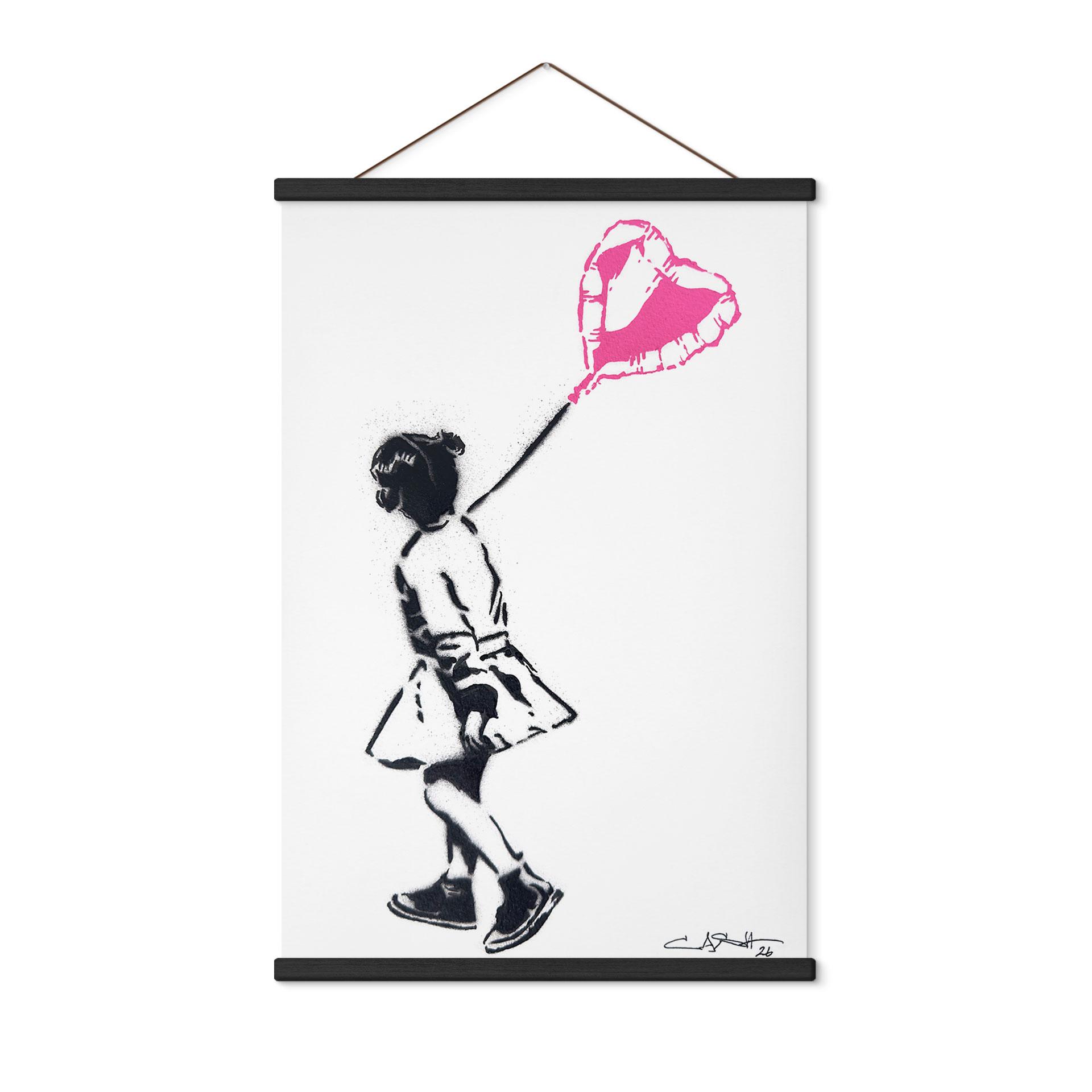 Stampa su tessuto Bambina Street Art con Palloncino a Cuore - Habib
