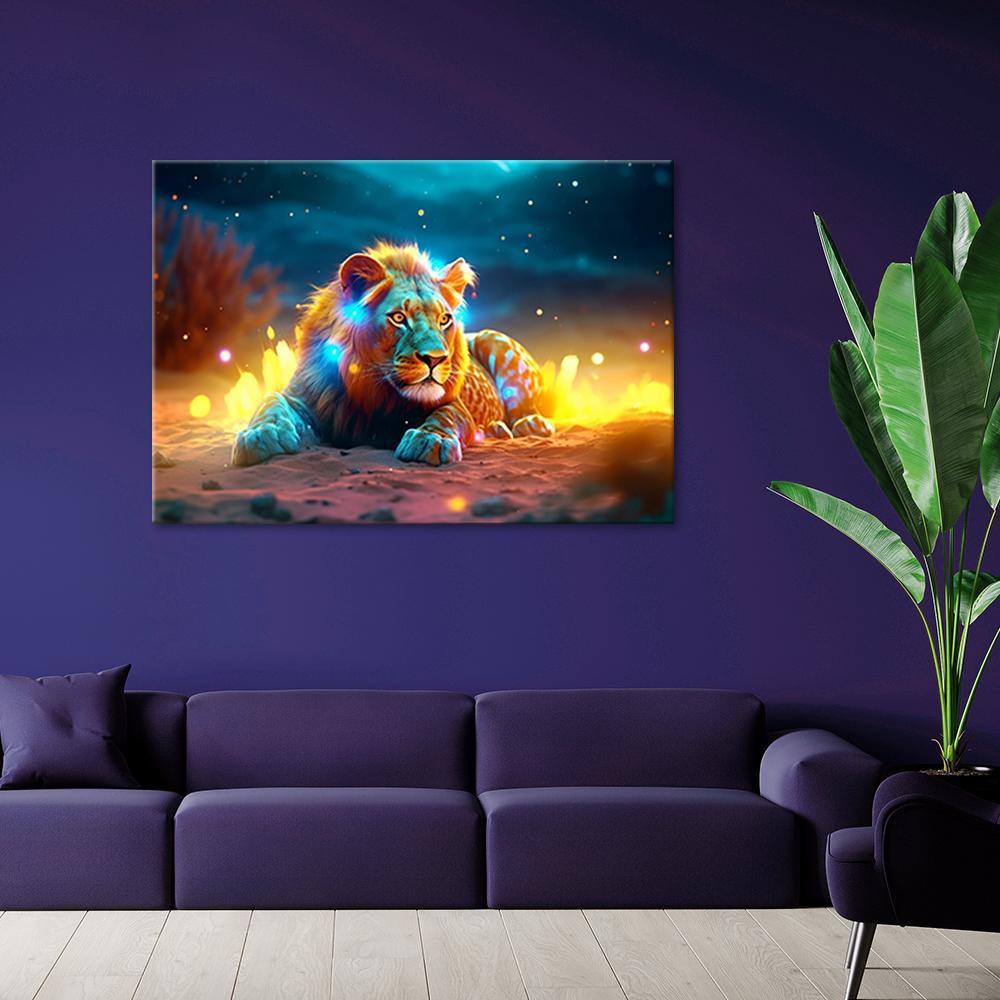 Canvas Print Neon Lion Abstrakt Natur