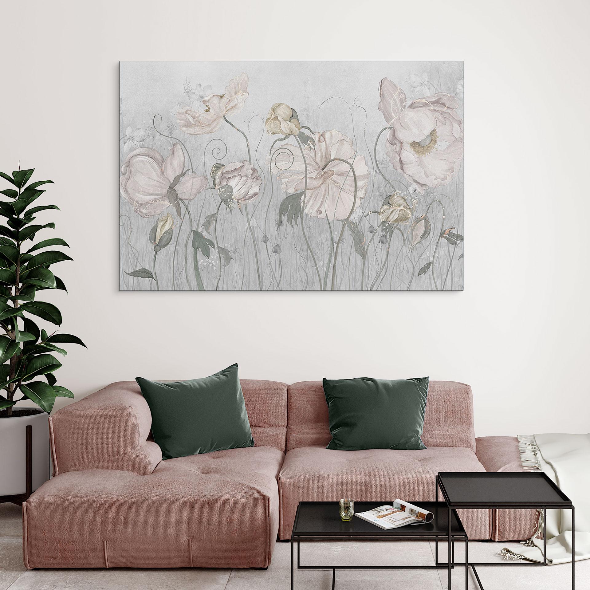 Wandbild Blumen im Vintage Stil in Grau - Ms Tiff - Alu-Dibond
