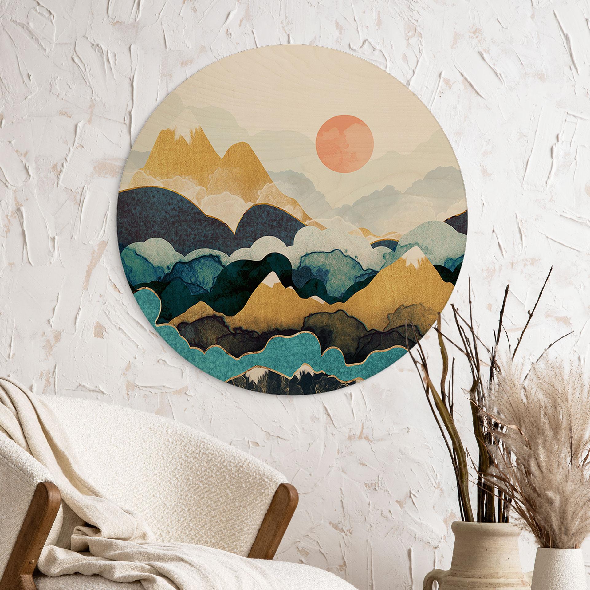 Billede af træ bjergtop over skyerne - SpaceFrog Designs - Round