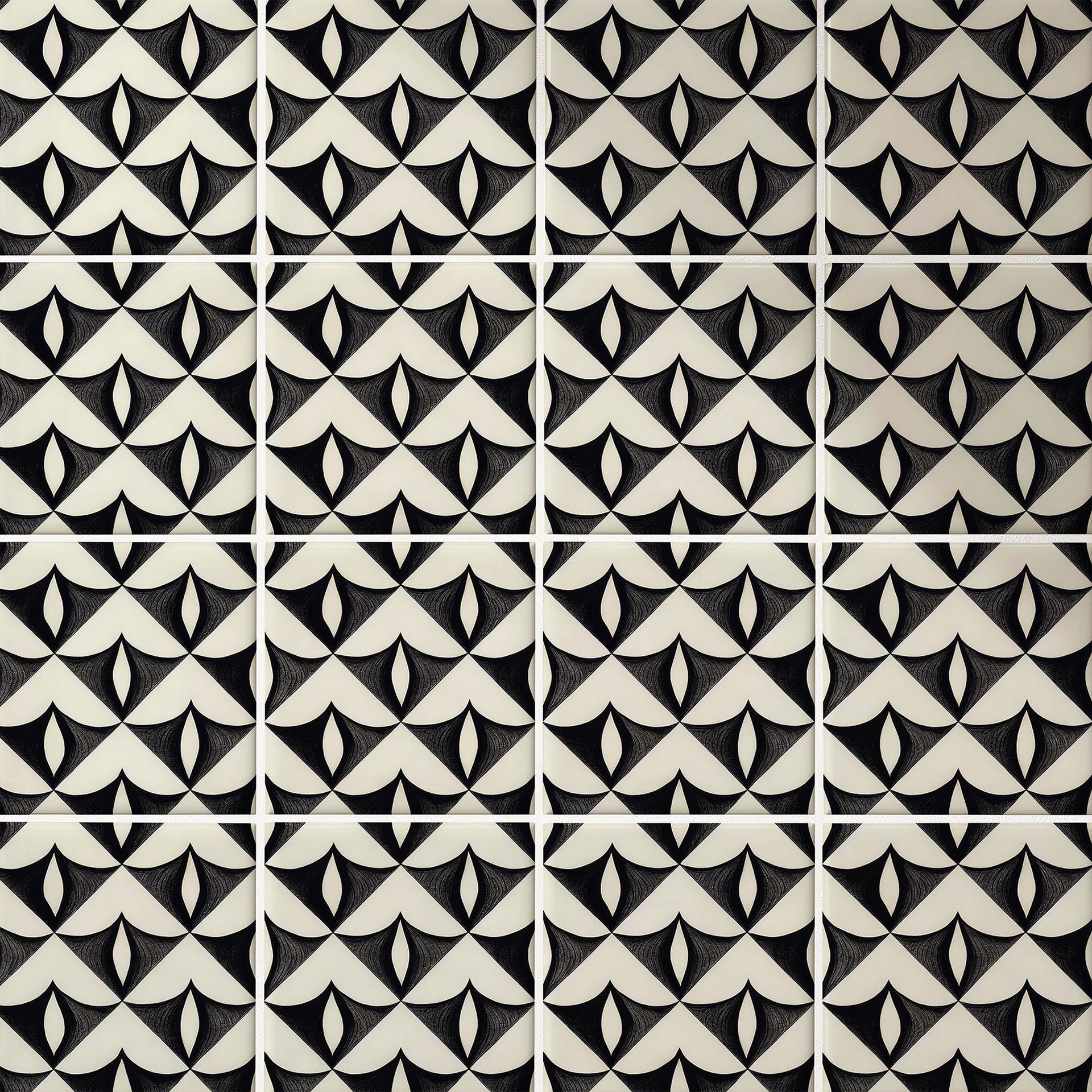 Kakeldekorer Geometriska ornament i svart-beige - Treechild - set om 12