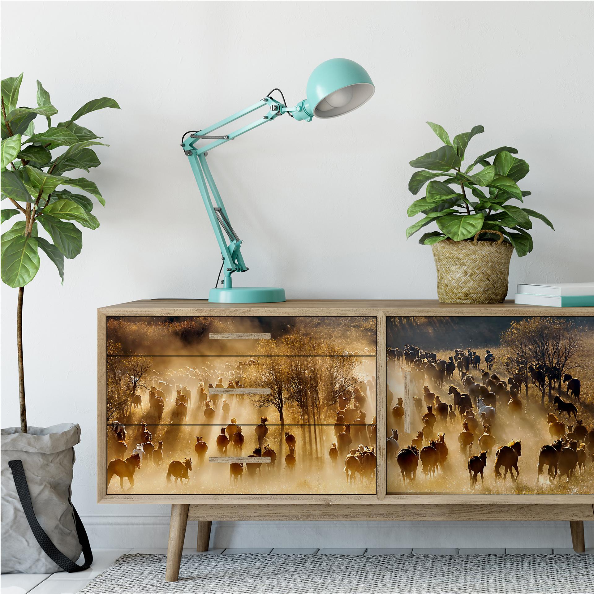 Wallprint Zhu - Wildpferde in den Bergen - Panorama