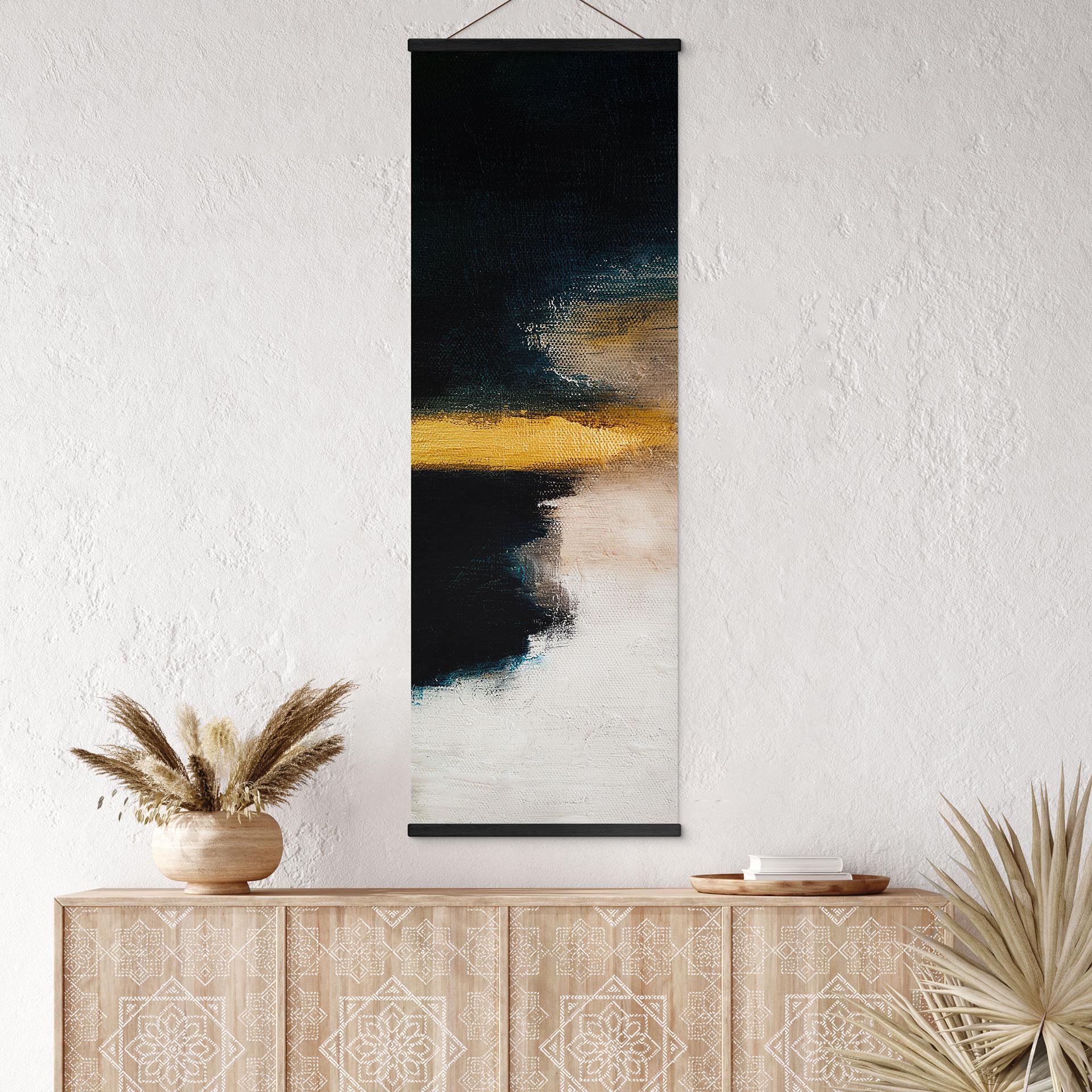 Tekstil plakat Penselstrøg guld og sort - Haniff