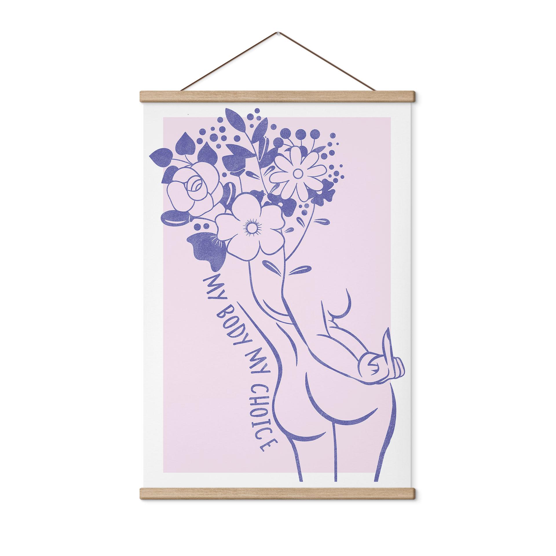 Tekstil plakat Kropspositivitet - Line Art Floral