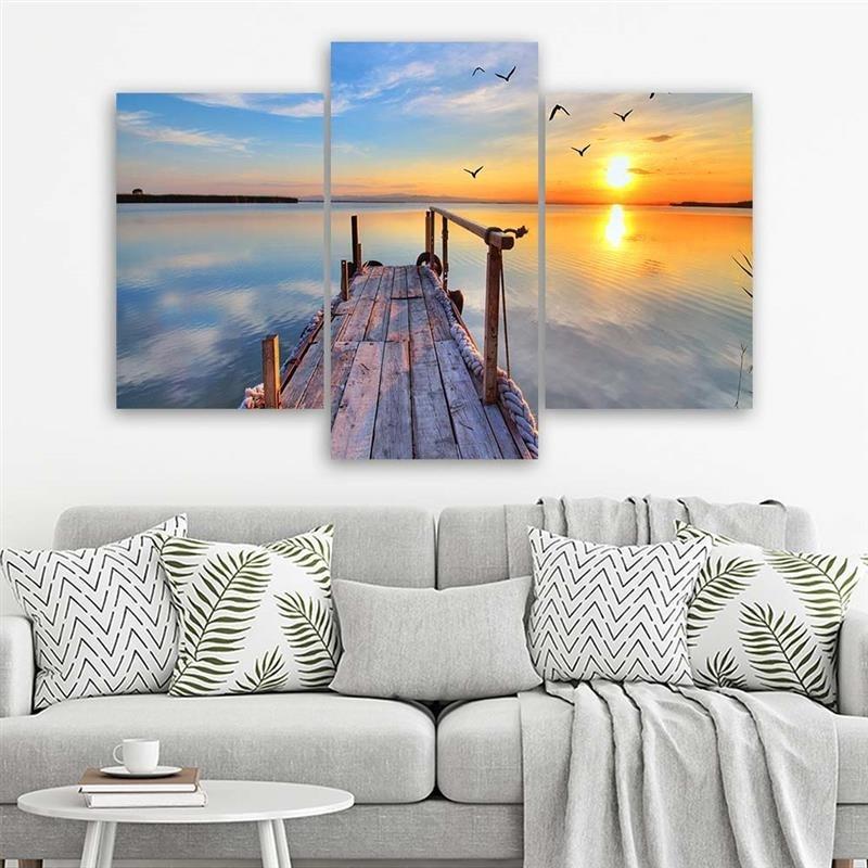 3-delige canvasprint, Sunset Bridge Lake