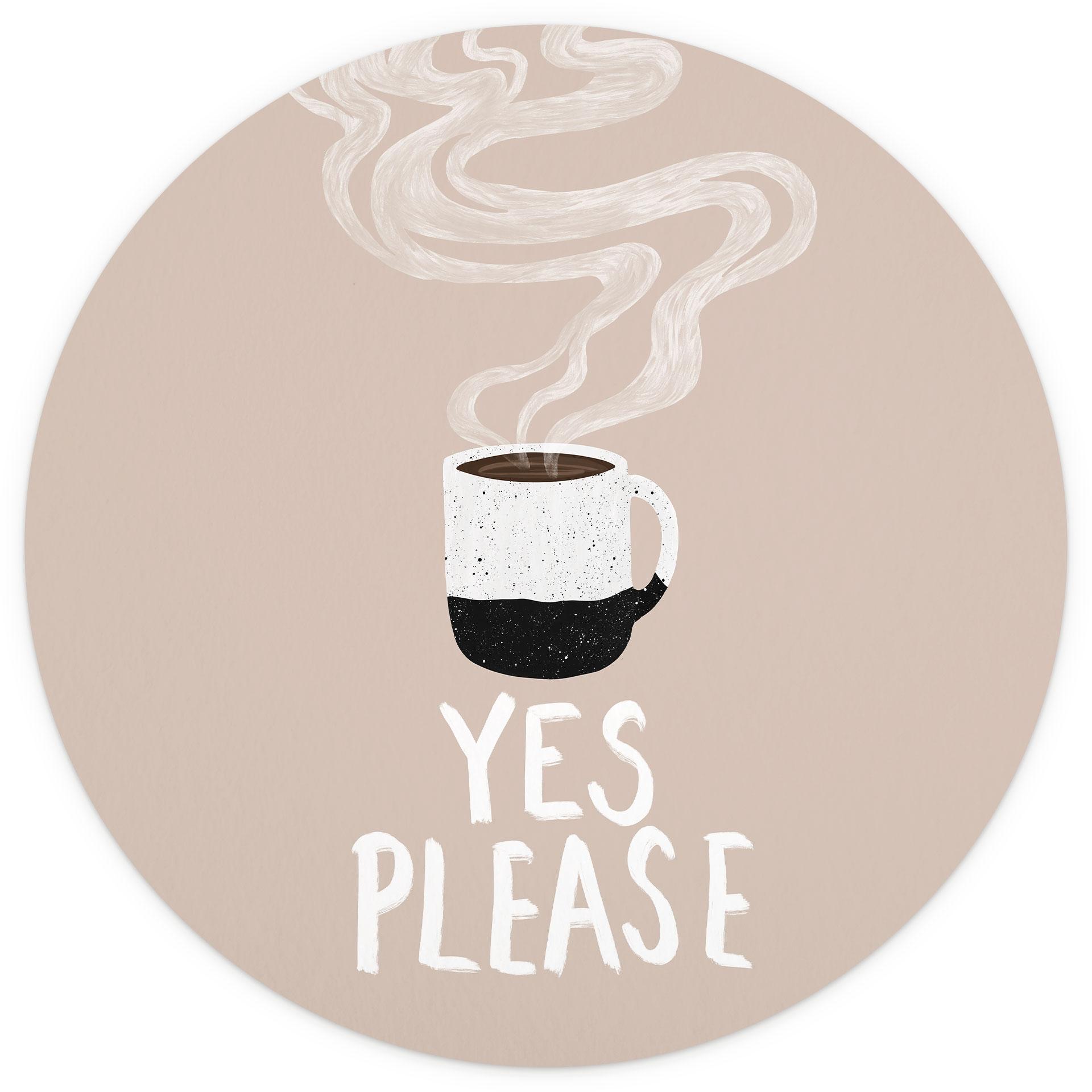 Hete kop koffie in de ochtend | Fotobehang voor de keuken - EMELIEmaria - Rond - vliesbehang/zelfkle